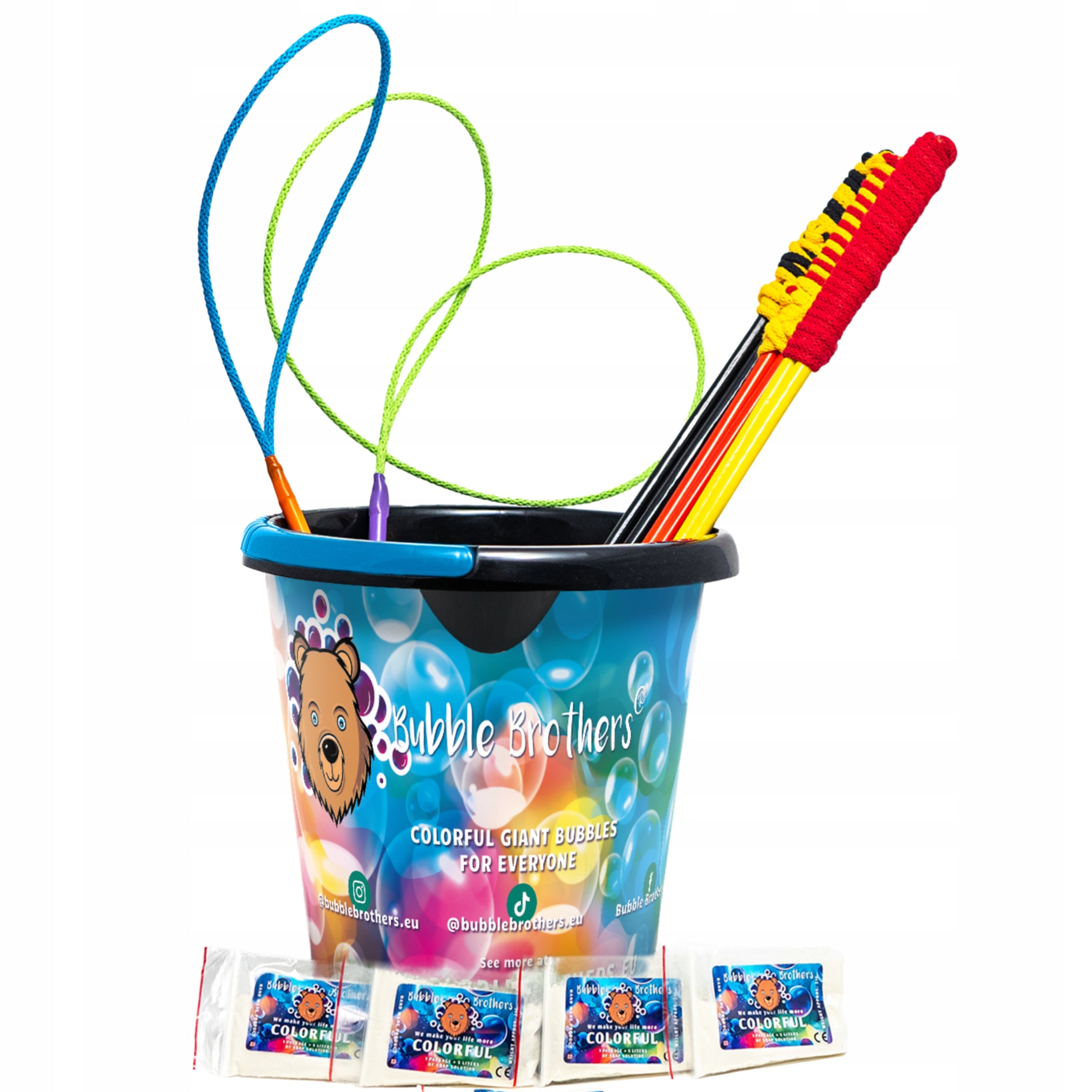 Soap Bubble Set Liquid for Bubbles 25L + Bucket + 5 Bubble Sticks