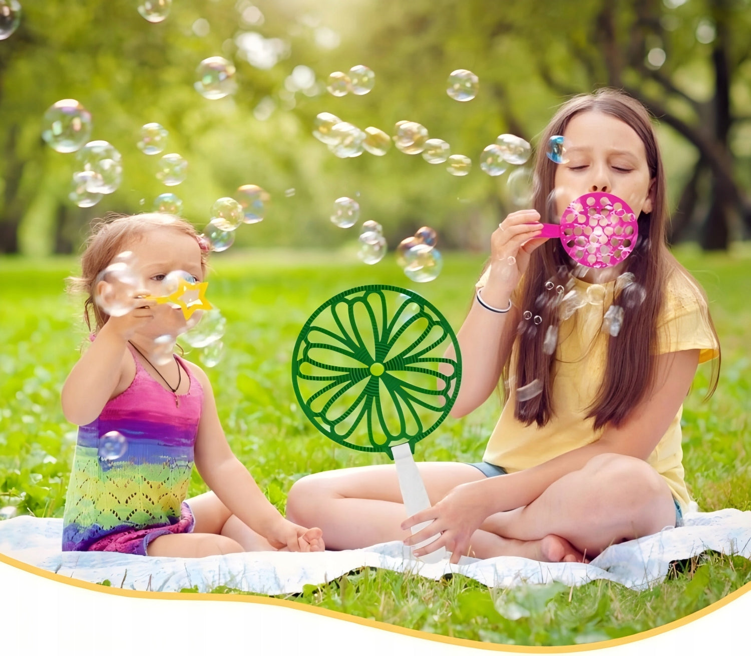 Soap Bubble Set XXL 31pcs Sticks Rings Hoops Gift for Kids Kid's age 5+ years