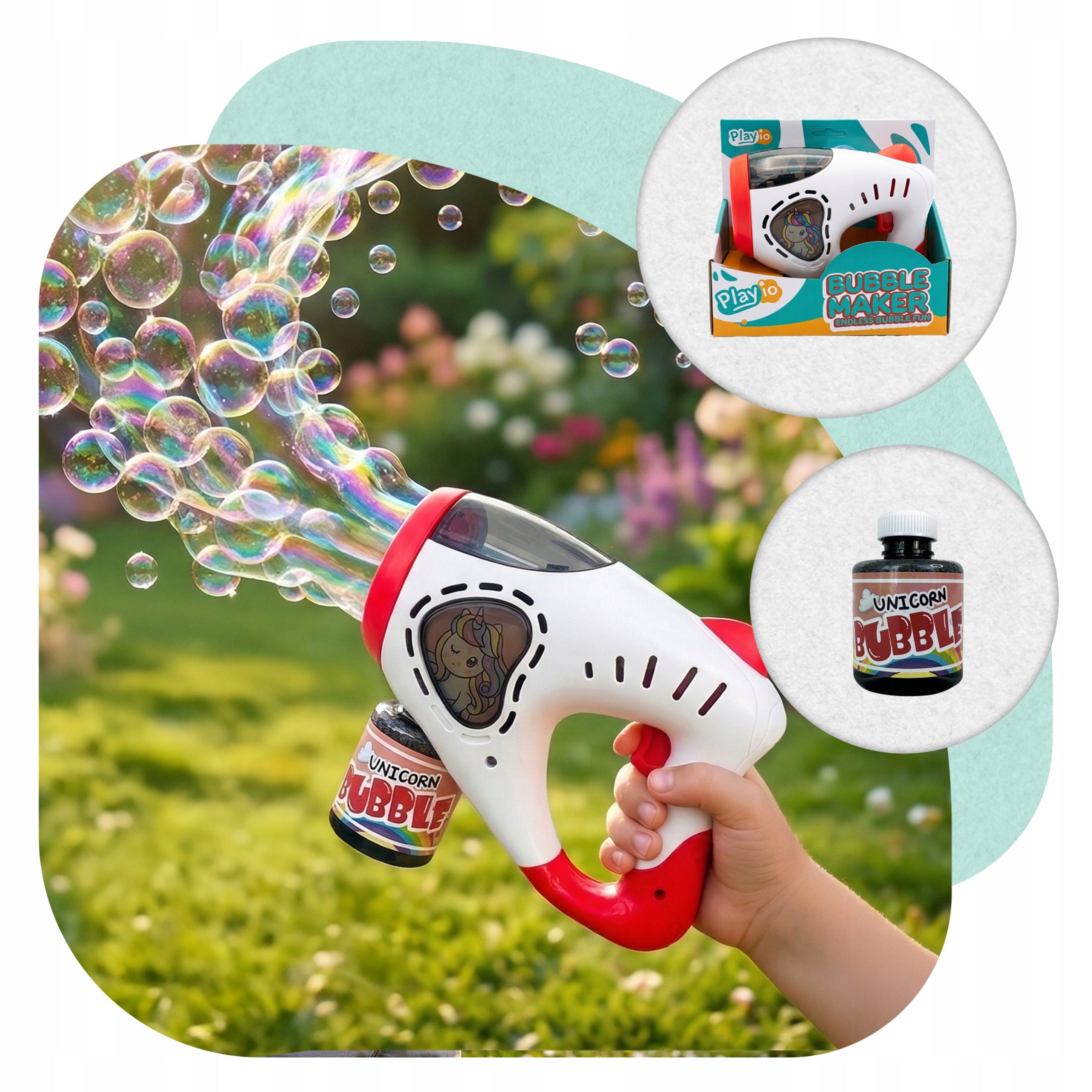 Soap bubble gun soap bubble machine PLAYIO huge amount Brand PLAYIO