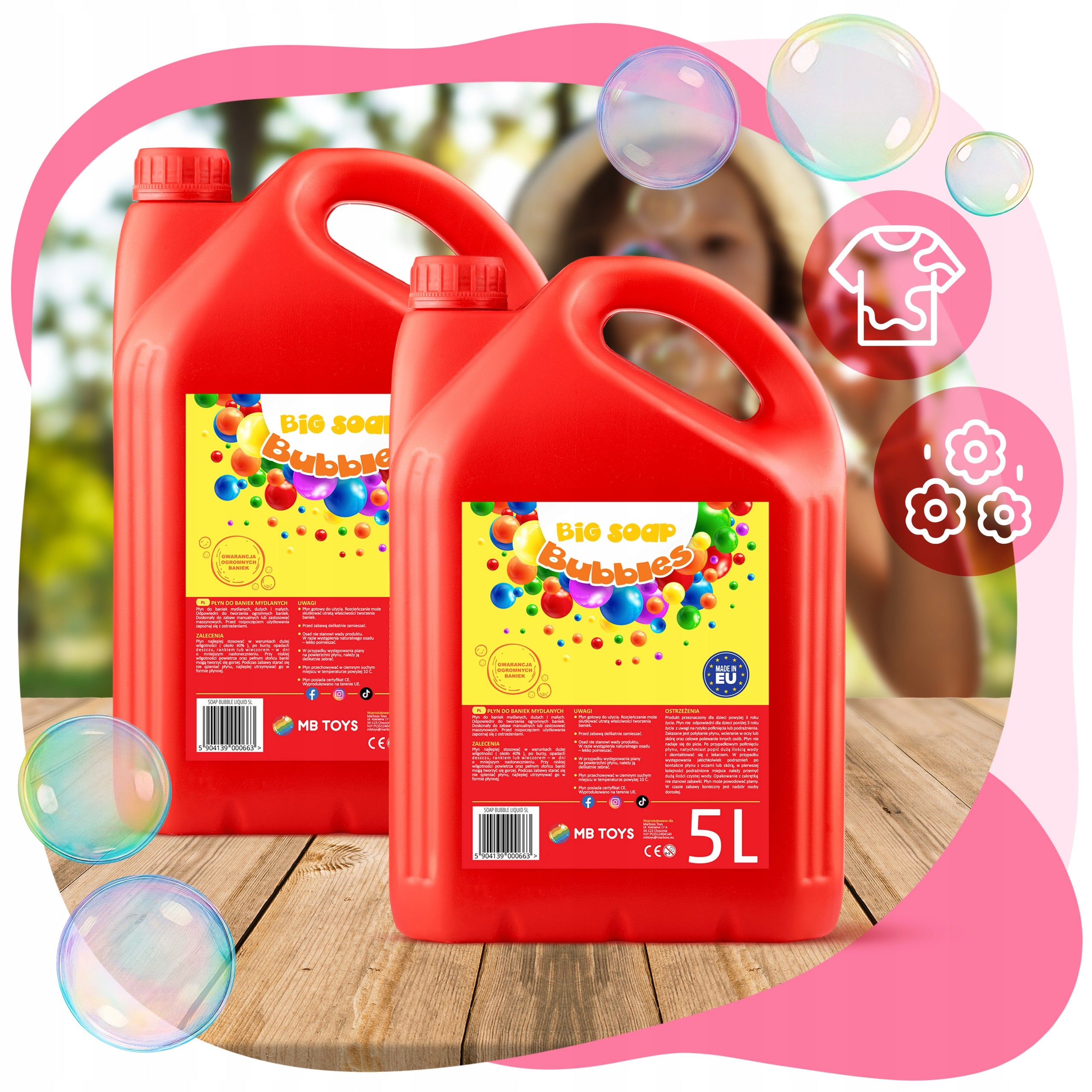 Soap bubble liquid PRO 10L - SET OF 2 x 5L - PL - MBTOYS Brand MBtoys