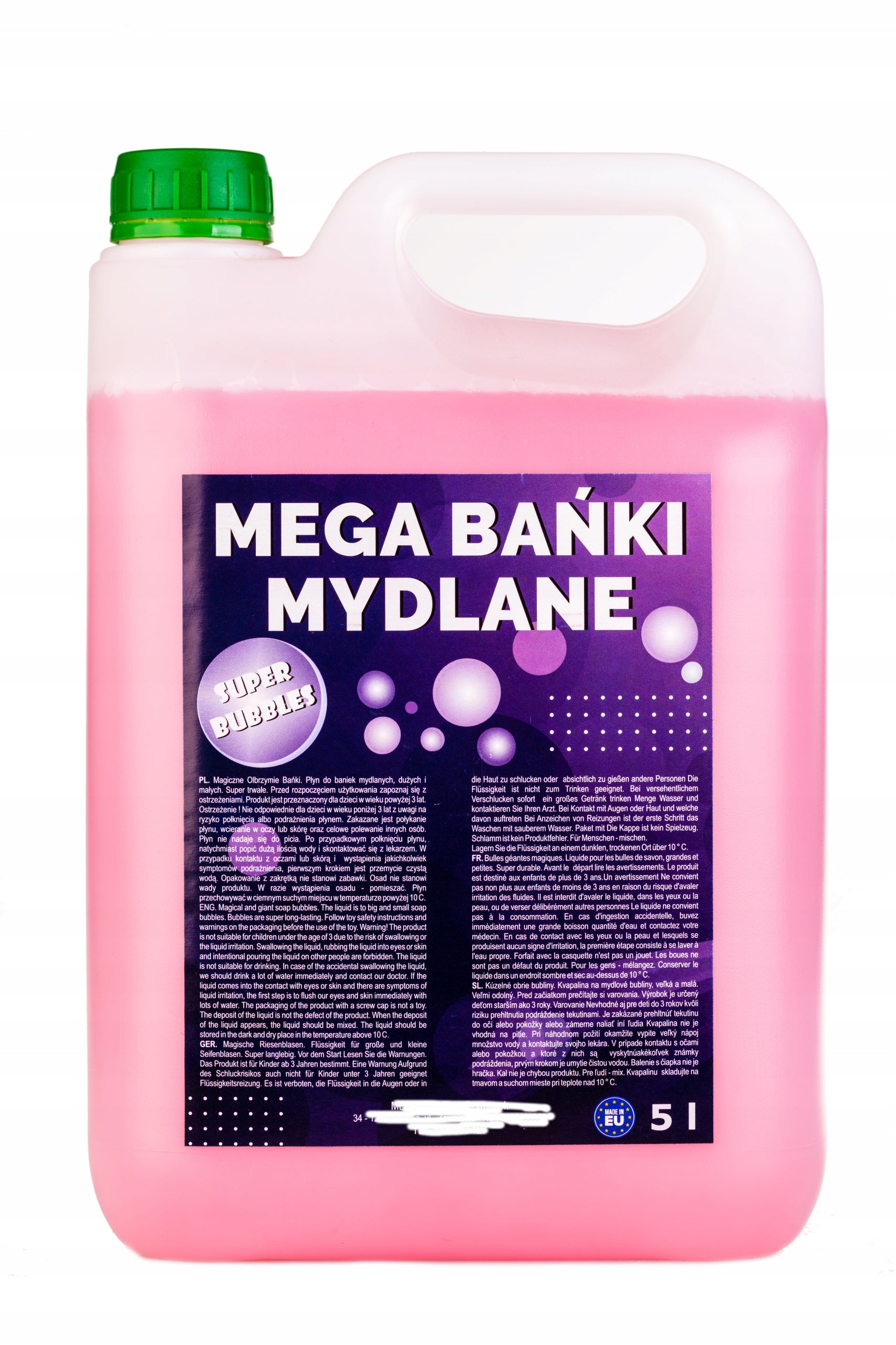 Soap bubble liquid large 5 liters + GREEN STICK 150 CM MEGA FUN Brand MEGA FUN