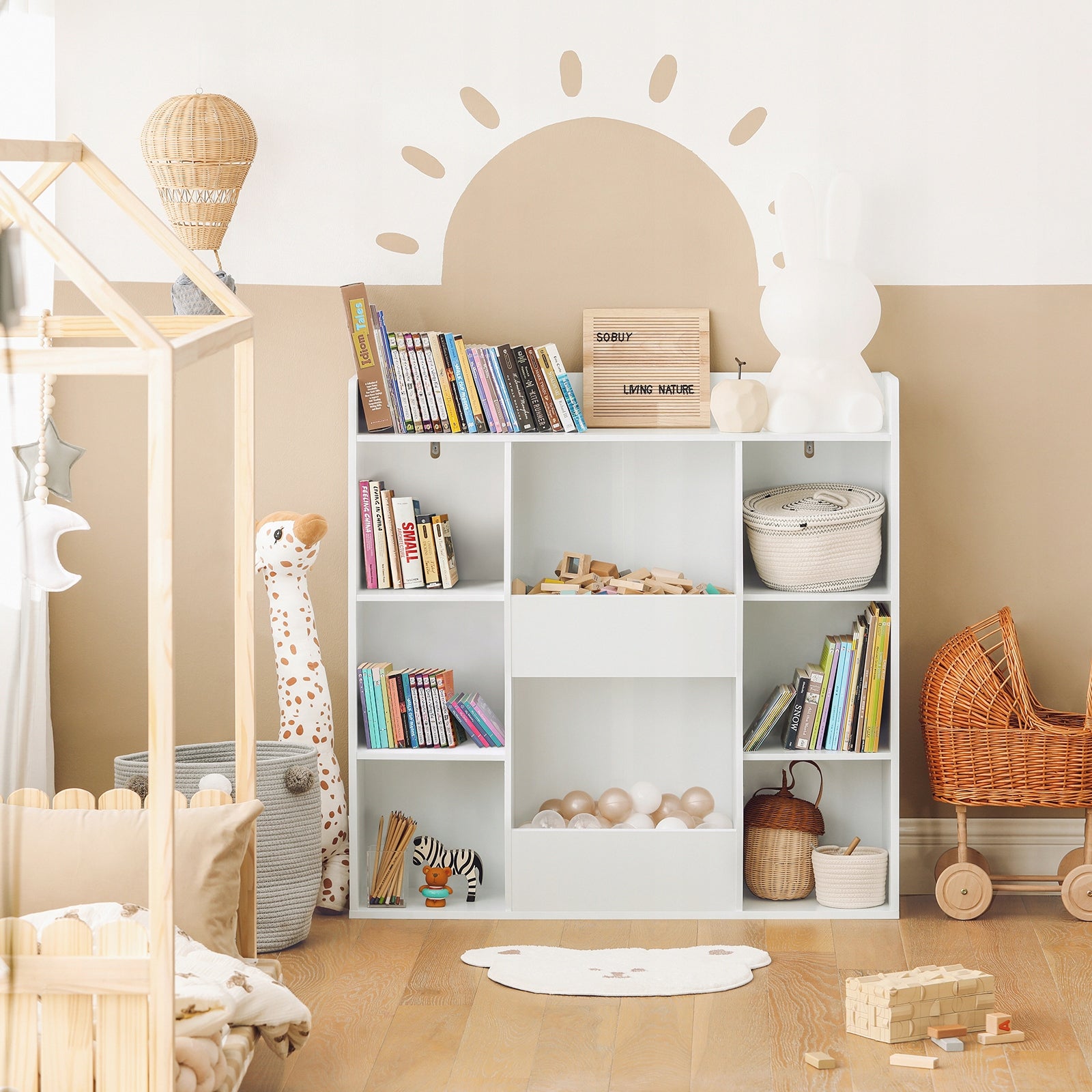 Sobuy Children's bookcase for books and toys standing shelves white KMB55-W Brand SoBuy