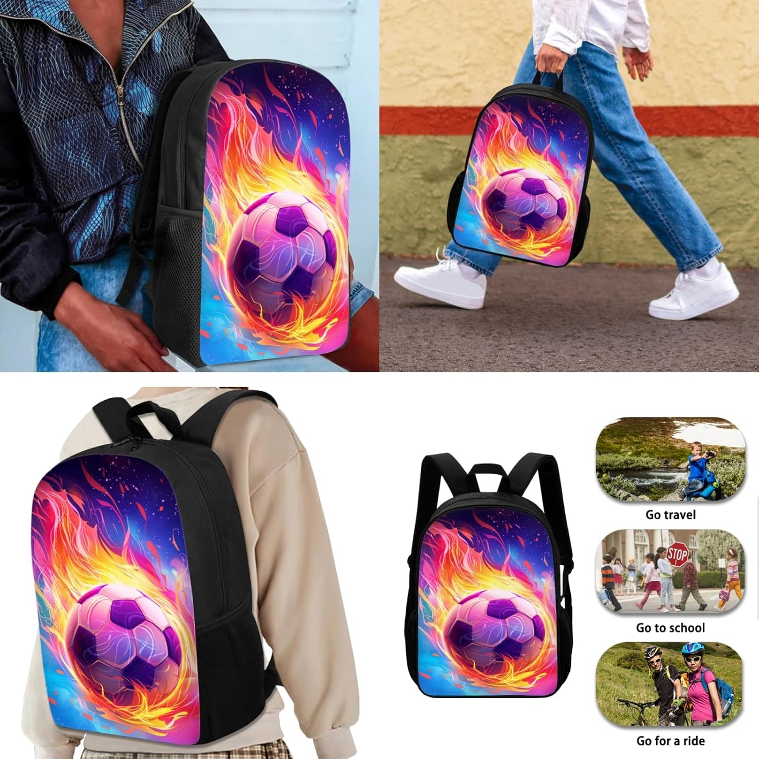 Soccer Backpack for Boys Youth Kids School Bag Set PencilCase Bottle Holder Manufacturer code Soccer Backpack