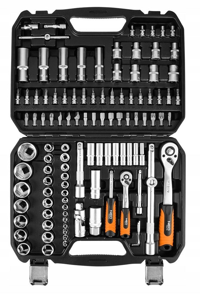 Socket Wrench Set 110 Elements 1/2", 1/4" Suitcase NEO TOOLS