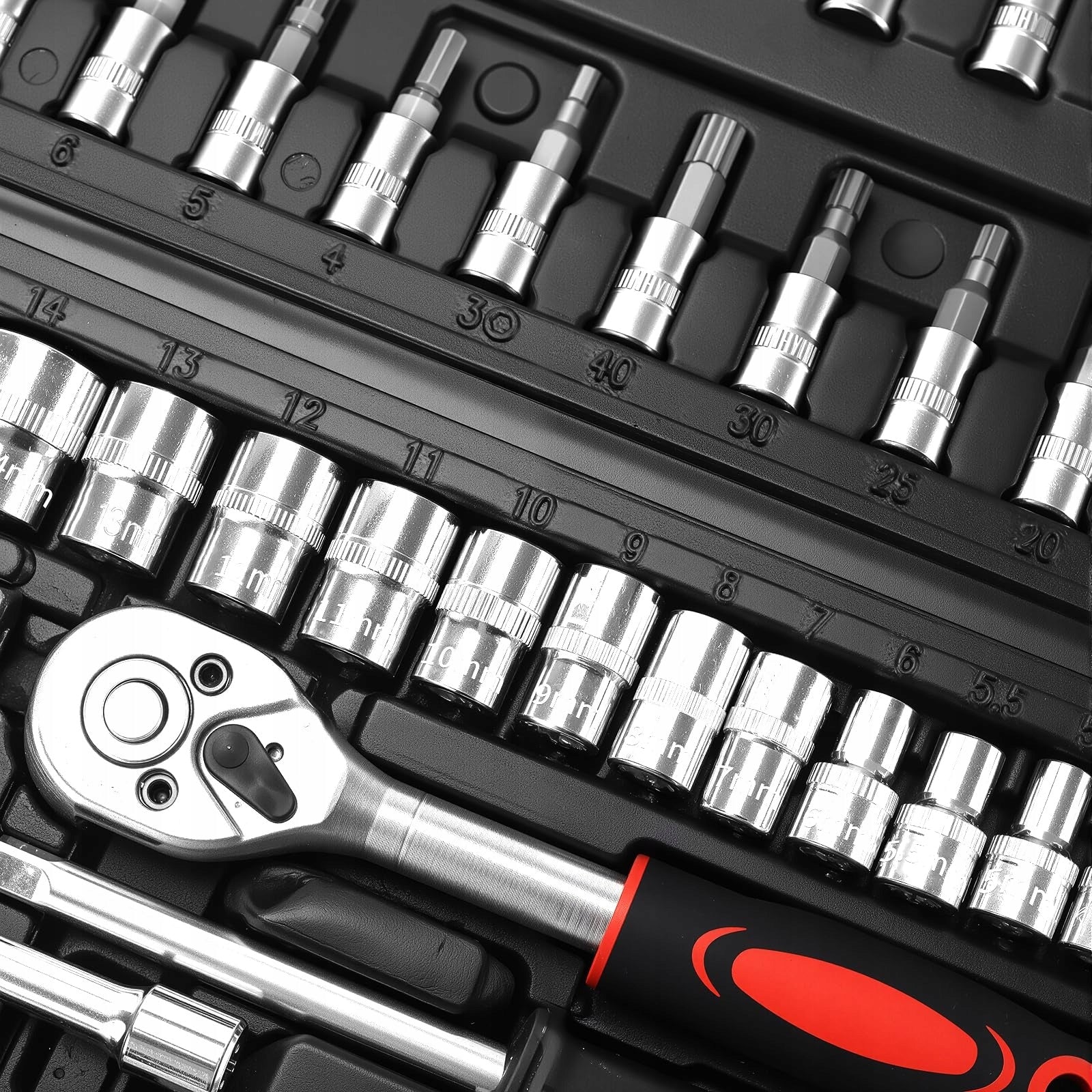 Socket Wrenches SUITCASE Set 46 EL. RATCHET ADAPTERS CAPS PRACTICAL Brand no brand