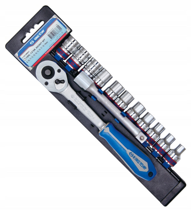 Socket set 1/2" 8-19 mm + Ratchet + extension + rail KING TONY