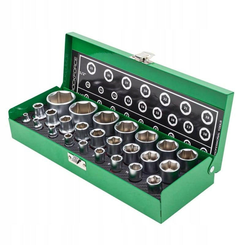 Socket set 1/4" & 1/2" 25el. (4-32mm) (6-angle) Brand Rockforce