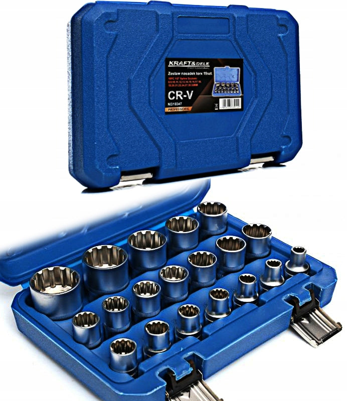 Socket wrench Kraft&Dele 19 sockets E-Torx 1/2'' 8-32 mm