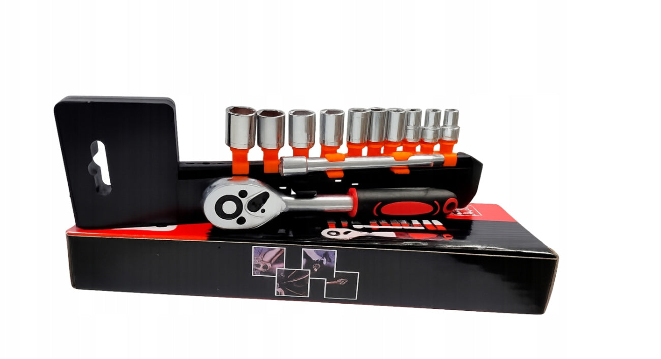 Socket wrench set 1/4" 12 el. ratchet CR-V tool