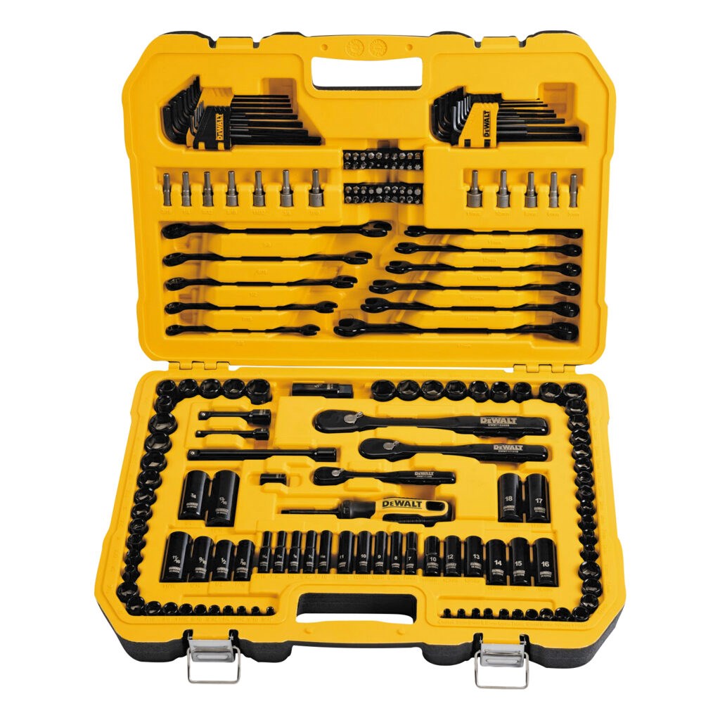 Socket wrench set DeWalt in black chrome 184 el. suitcase