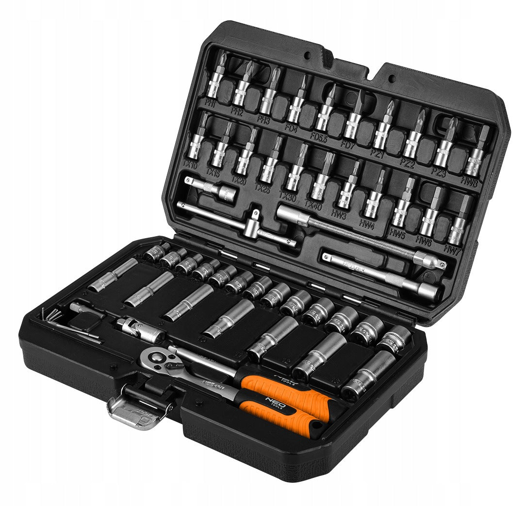 Socket wrench set NEO 10-201 1/4" 55 el. CrV