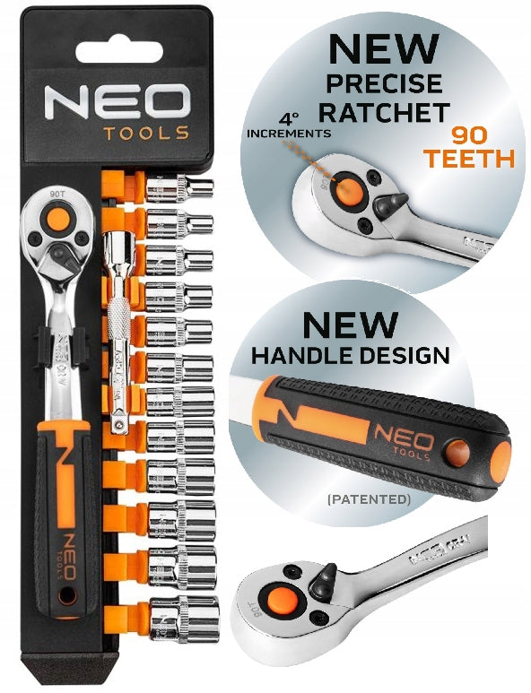 Socket wrench set NEO TOOLS 10-000 1/4 inch (14 pieces) Manufacturer code 10-000