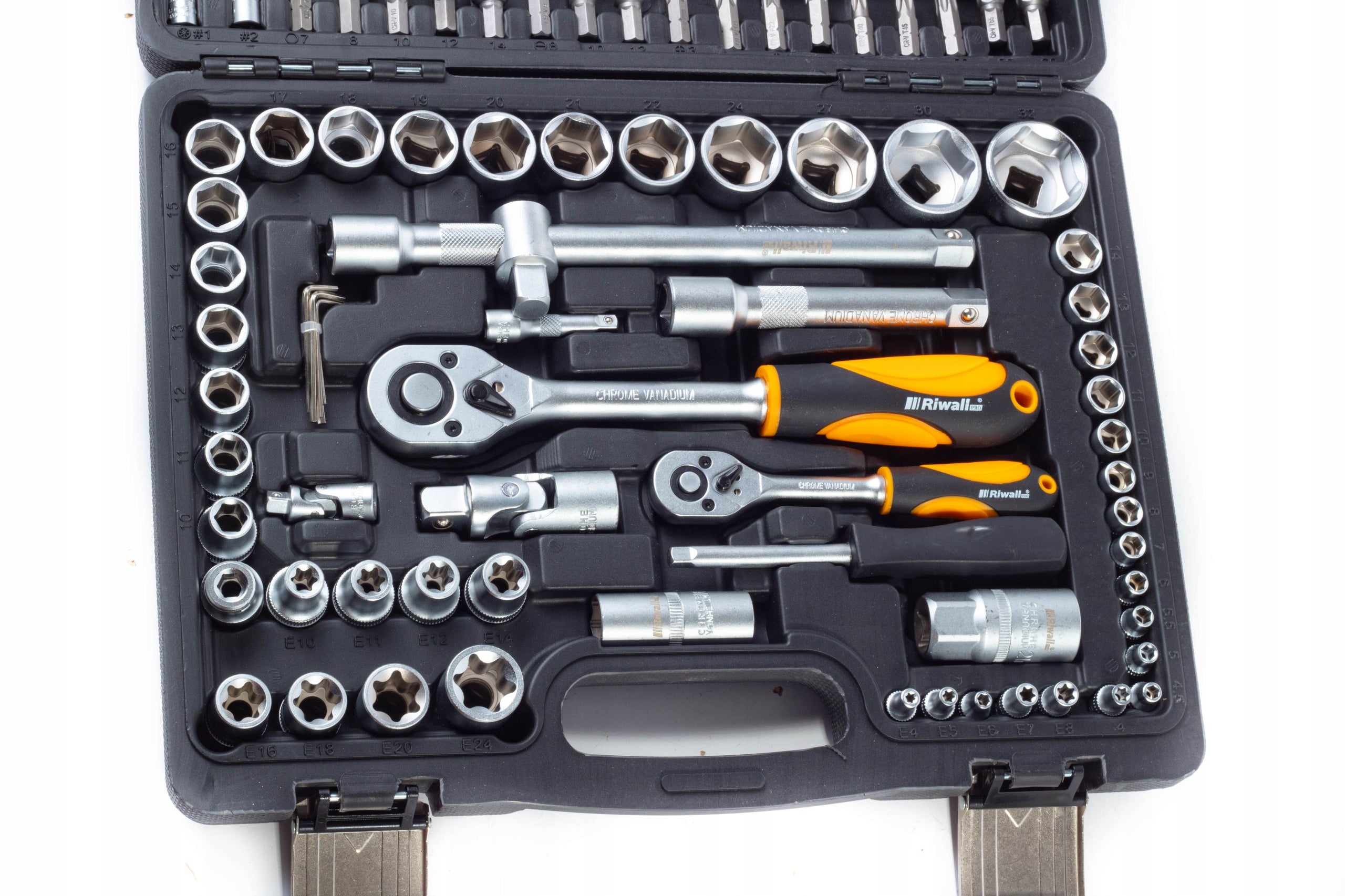 Socket wrench set Riwall hard 110 el 1/2" 1/4" tool case Number of items in the set 110