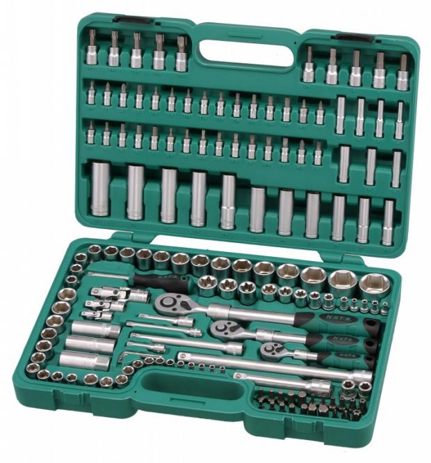 Socket wrench set with ratchet 1/4, 3/8 and 1/2" 155 el. Honiton H4351