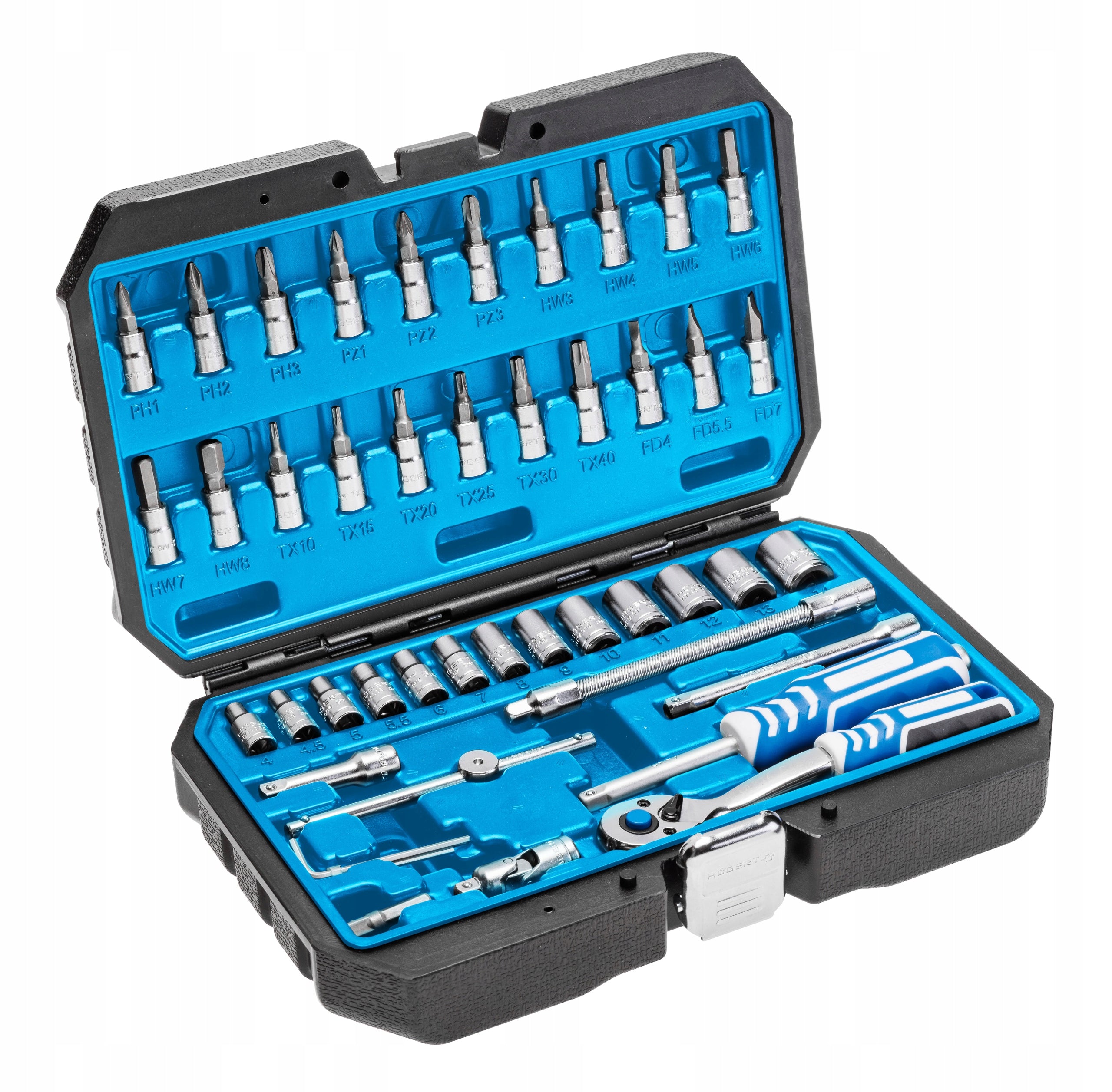 Socket wrenches 1/4'' set 46pcs HT1R416 HOGERT Brand Hoegert Technik