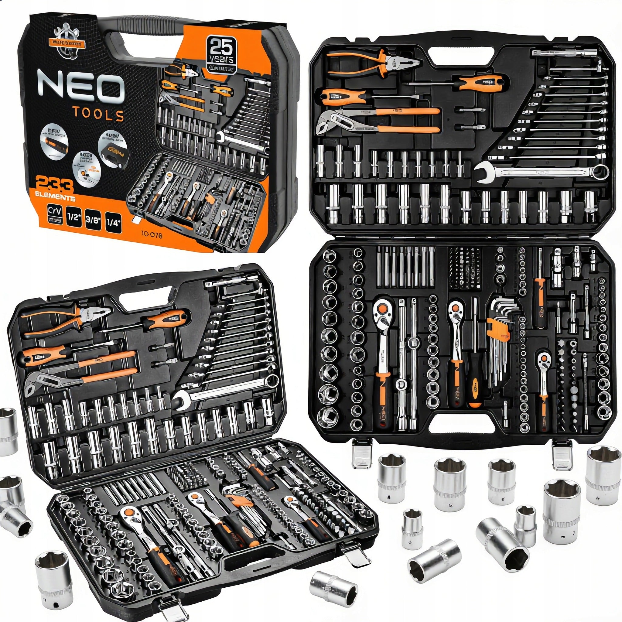 Socket wrenches CAPS set LARGE 233 pcs SET NEO TOOLS 10-078