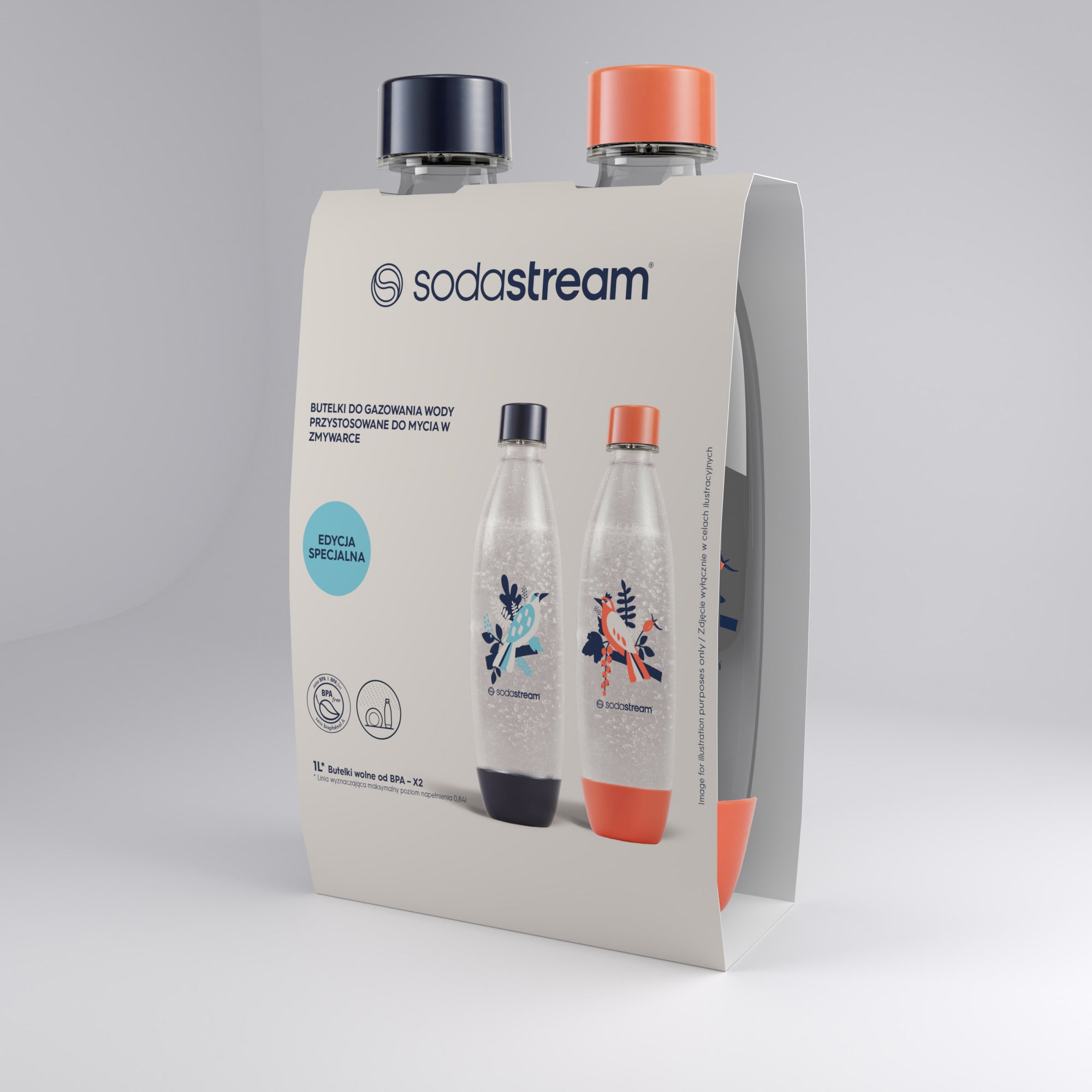 SodaStream Fuse Free Birds 2 Pack x 1L Bottles for Saturator | DISHWASHER SAFE Product weight with unit packaging 0.5 kg