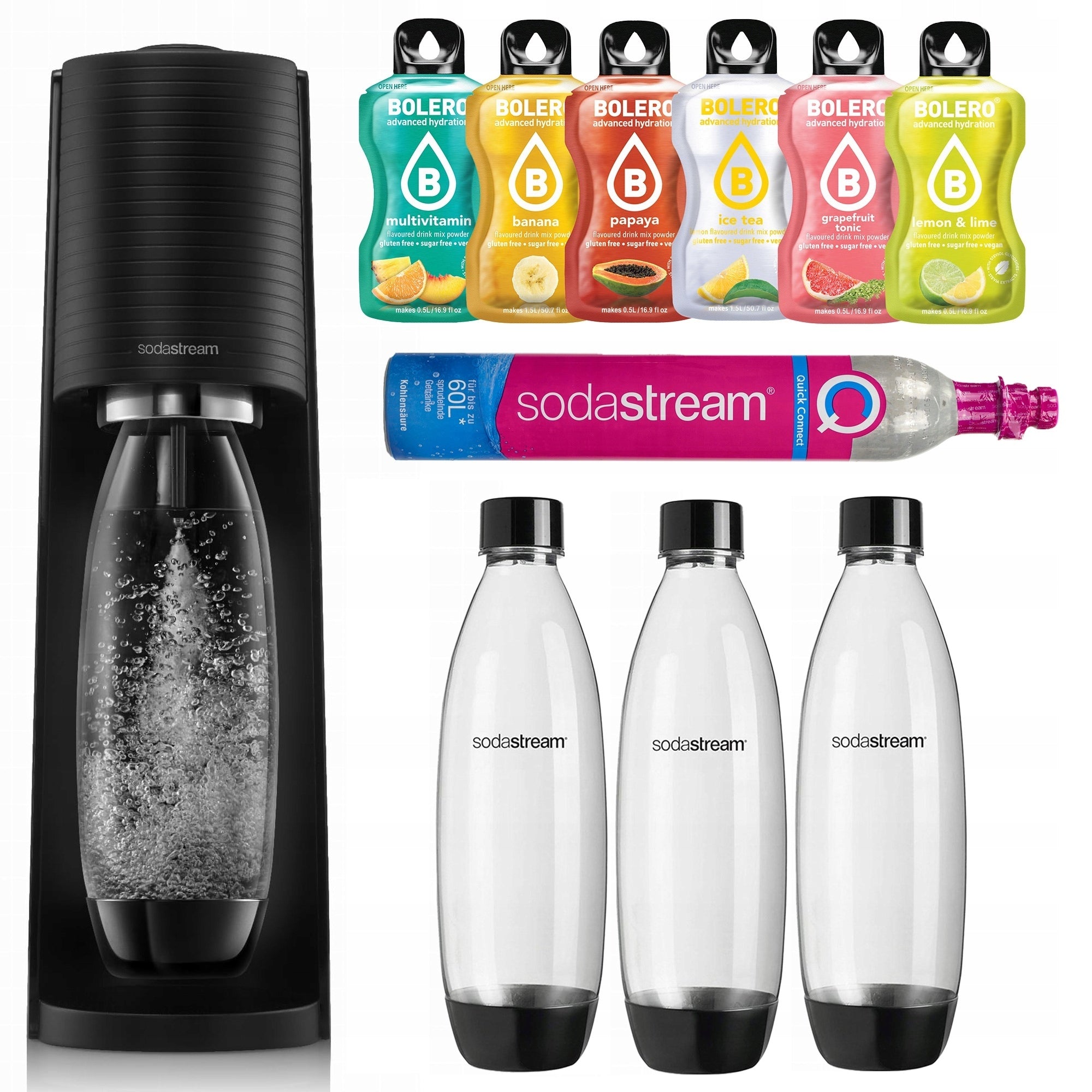 Sodastream Terra Saturator For Carbonated Water Cartridge 3 Bottles Fuse 1l Bolero