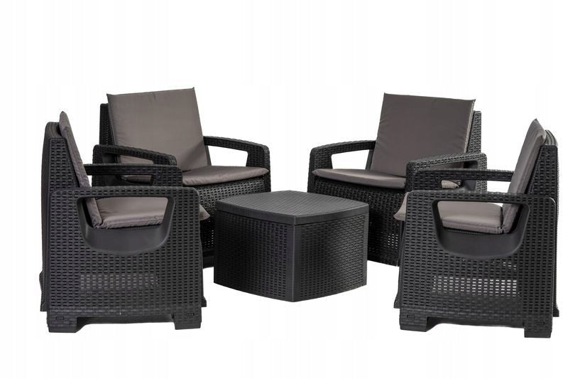 Sofia Garden Set, Coffee Table + 4 Armchairs