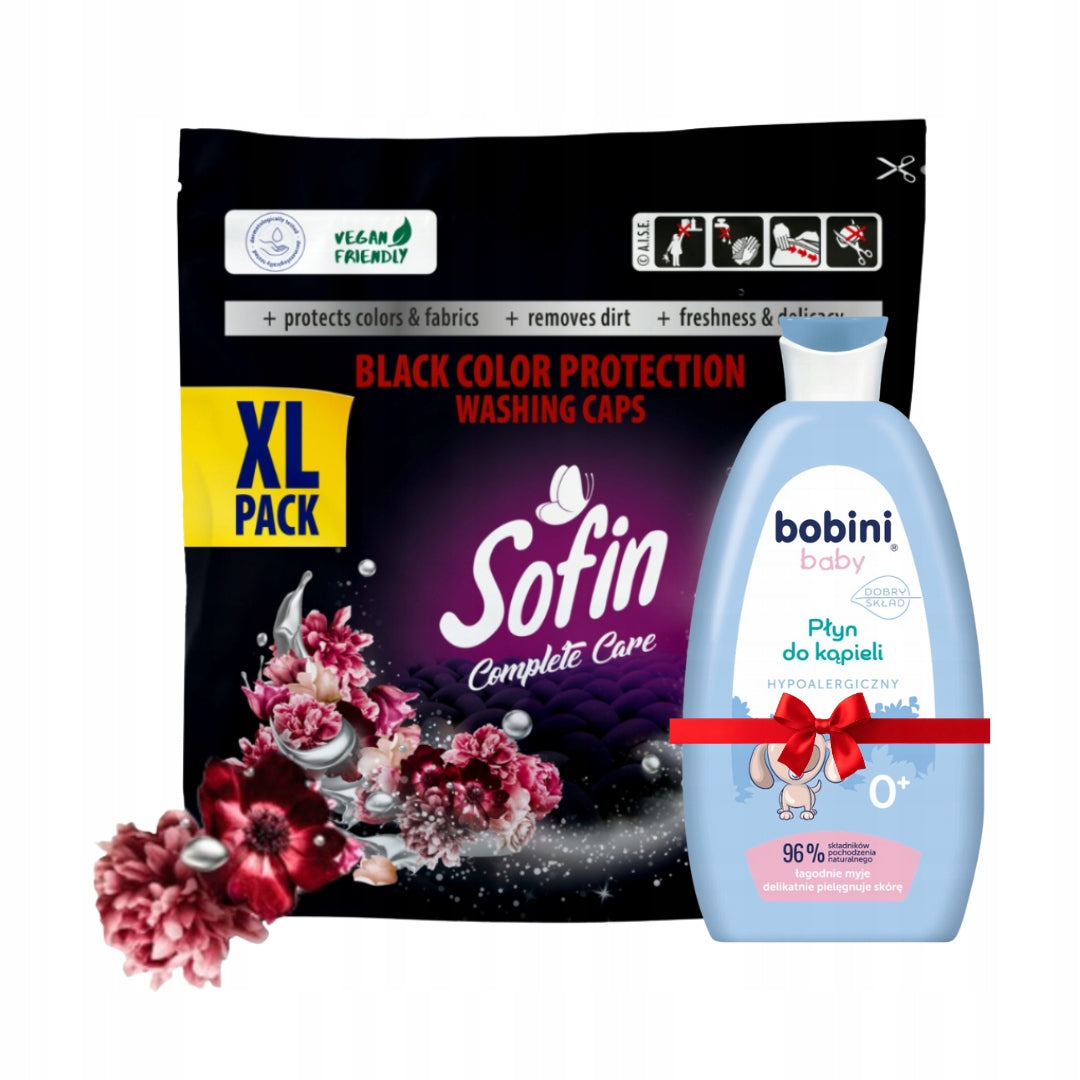 Sofin Black Fabric Washing Capsules 42pcs + Freebie Bath Liquid