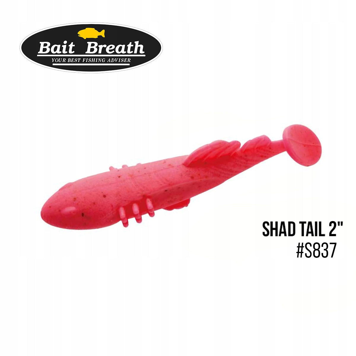 Soft Bait Bait Breath BeTanCo Shad Tail 2" S837 Bubble Gum Pink 8pcs