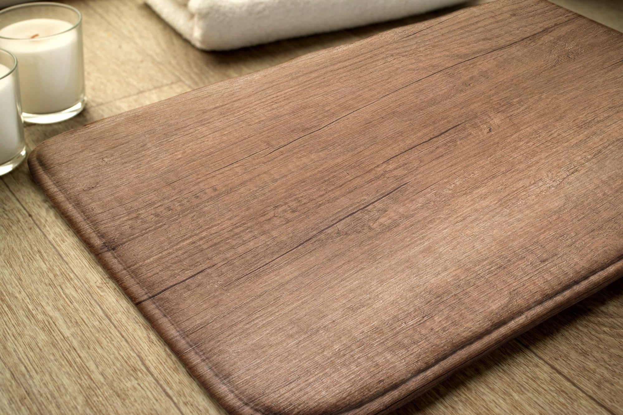 Soft Bathroom Rug Mat Wood Board Length 45 cm