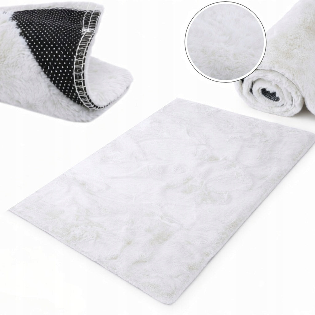Soft Carpet NON-SLIP faux fur 120x160cm WHITE