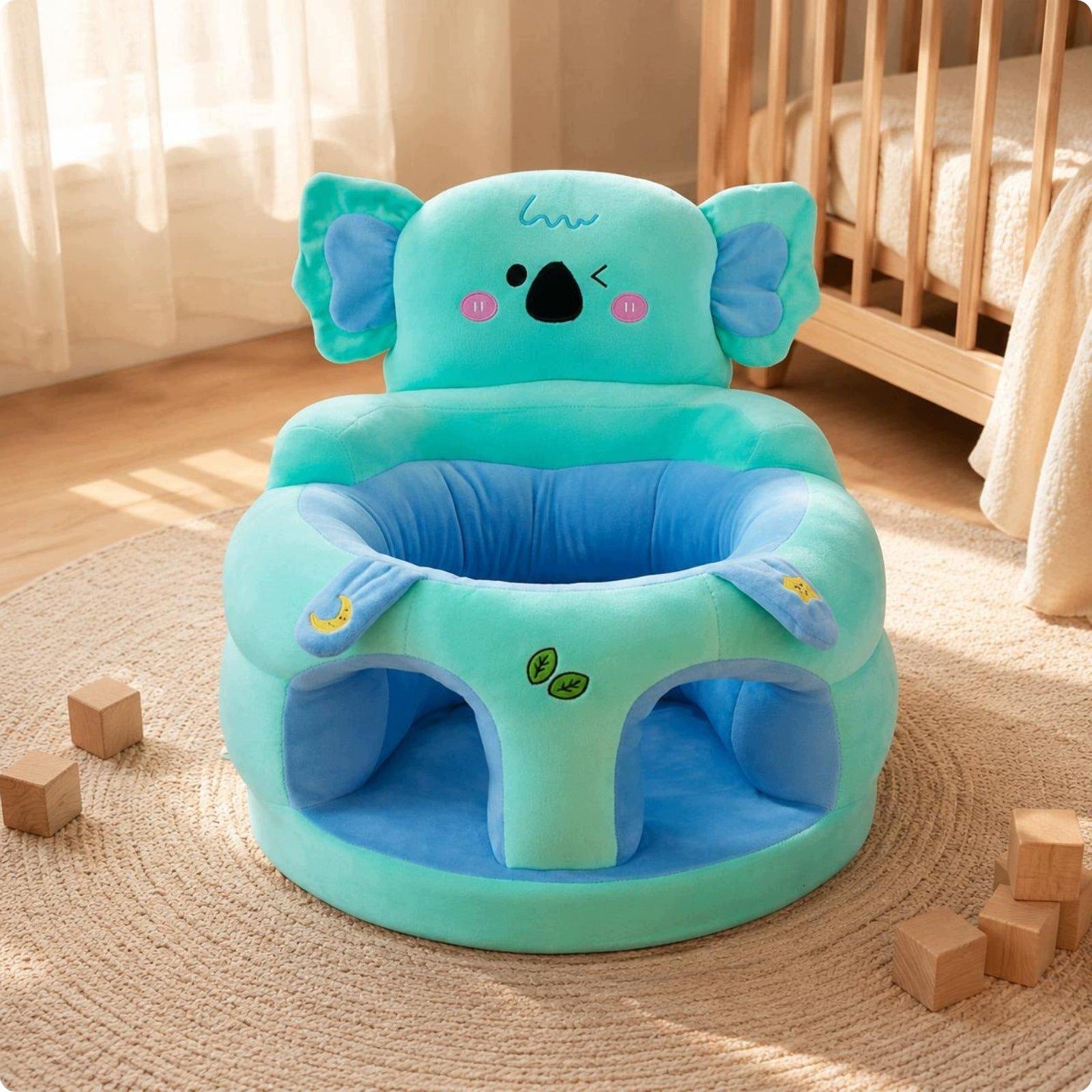 Soft Children Support Seat with High Backrest Plush Infant Green Koala