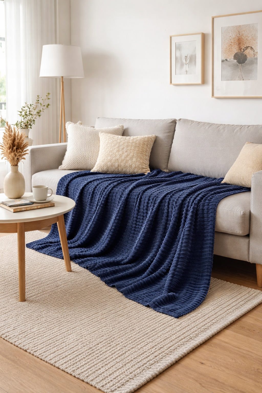 Soft blanket for couch bed thin summer 200x220 STRIPED NAVY BLUE DARK Brand Cotton world
