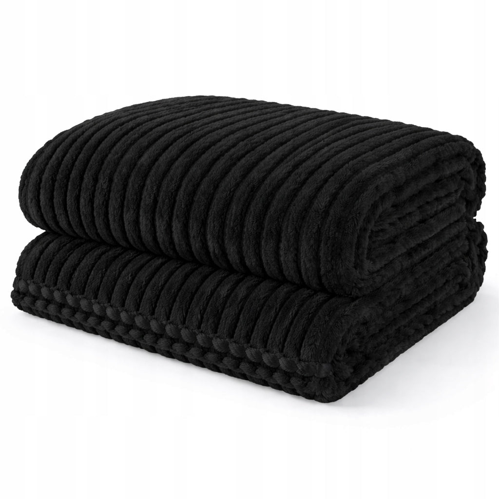 Soft blanket for couch bed thin summer 200x220 STRIPED STRIPES BLACK dark