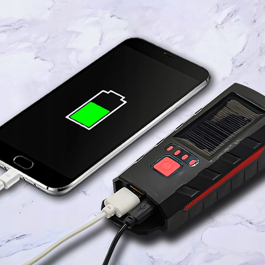 Solar Bike Light Front Rear 800lm Horn 140dB USB Powerbank Brand no brand