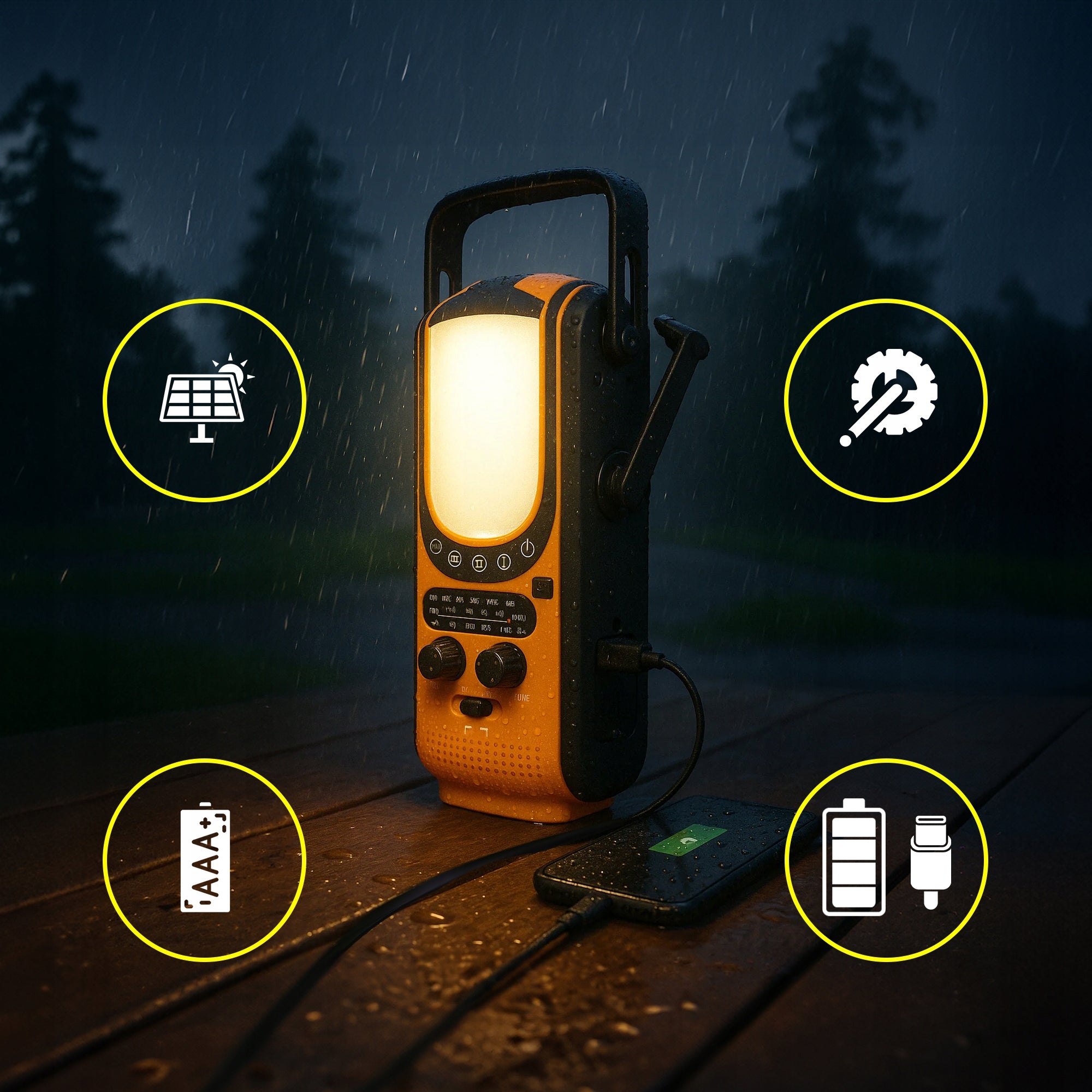Solar Emergency Radio with Crank 6000mAh Flashlight Powerbank Dynamo Alarm BEZP Manufacturer code Radio Awaryjne Solarne Dynamo Powerbank LAMPA
