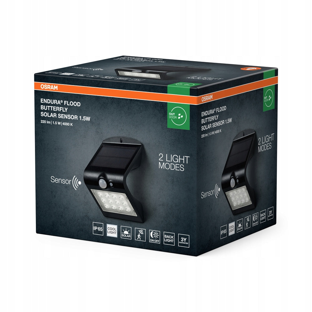 Solar Floodlight LED Twilight Motion Sensor 1.5W 220lm 4000K IP65 Osram Brand Osram