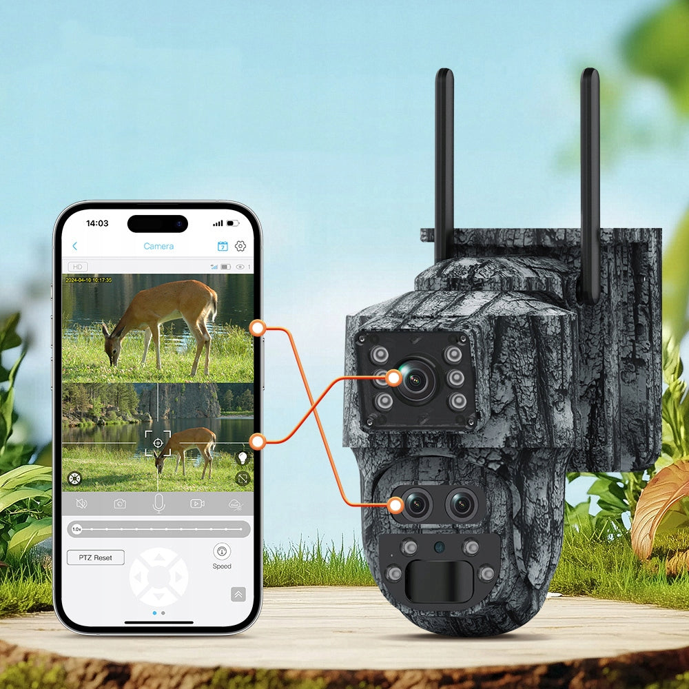 Solar Forest Camera 6MP 4G- 3 Lenses, 15x Zoom, PTZ, PIR Motion Detection Brand no brand