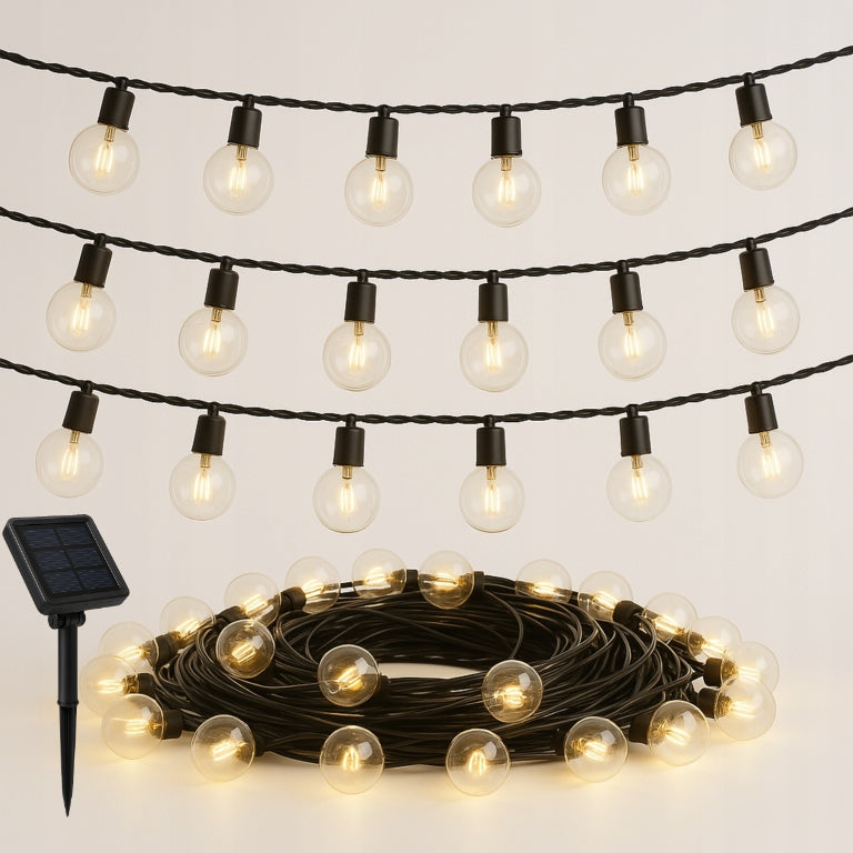 Solar LED Garland 7,5m 20x Decorative Balls 3000K Warm Terrace Garden Batteries included no