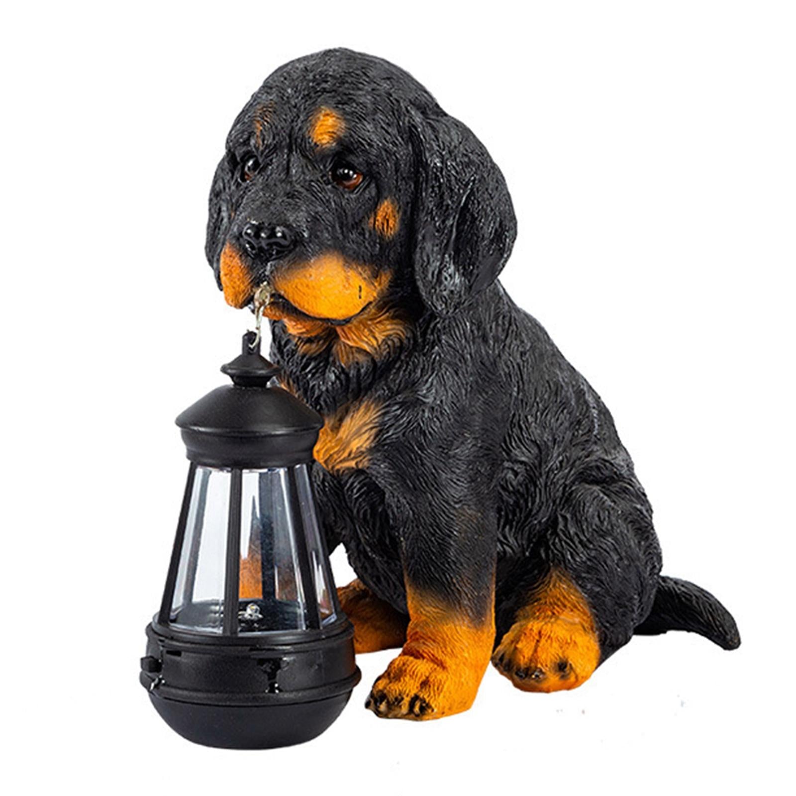 Solar LED Resin Dog Figurine, Garden Ornament