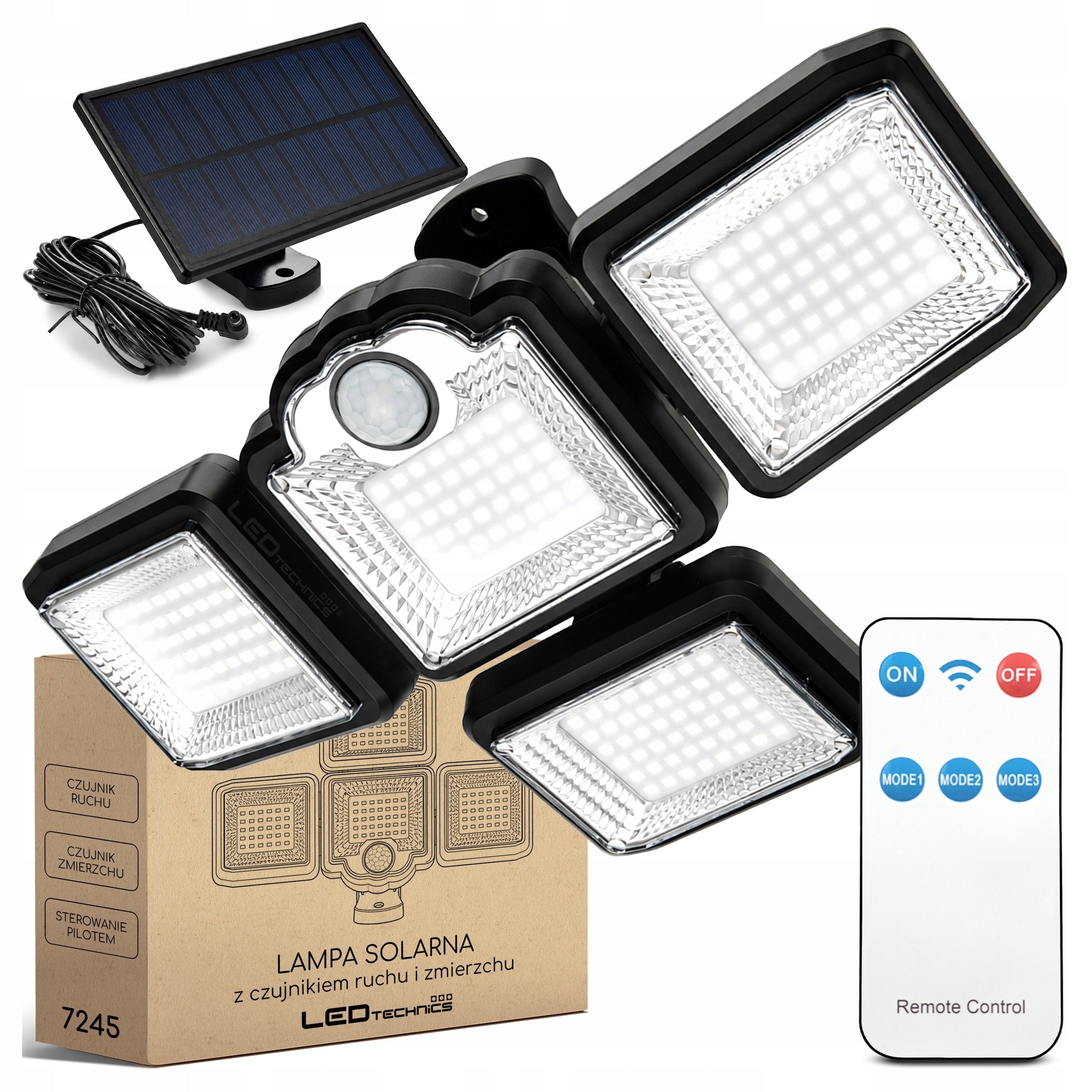 Solar Lamp LED Twilight Motion Sensor Outdoor Floodlight + Remote Control