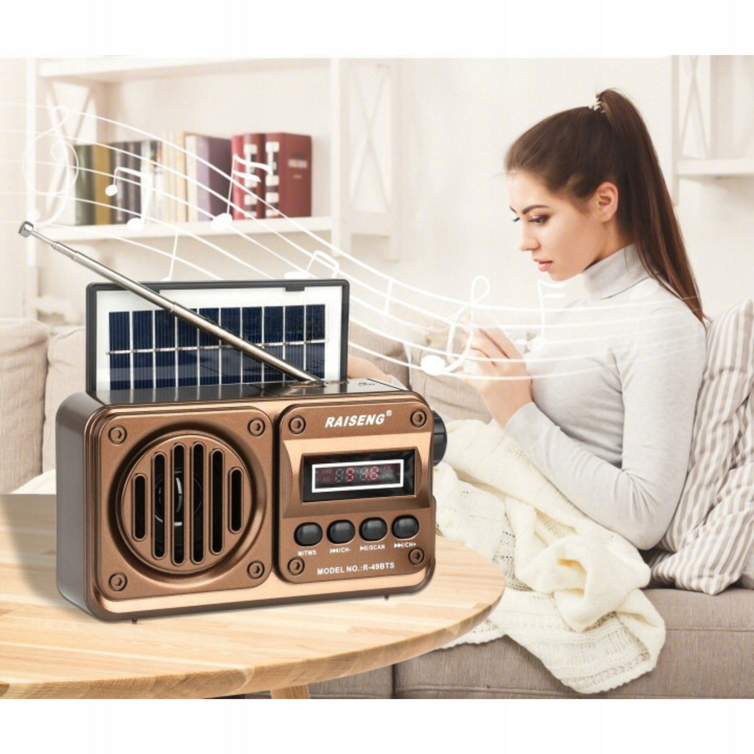 Solar Radio Bluetooth FM USB TF Rechargeable Retro Powerful Speakers Manufacturer code RADIO SOLARNE PRZENOŚNE MINI