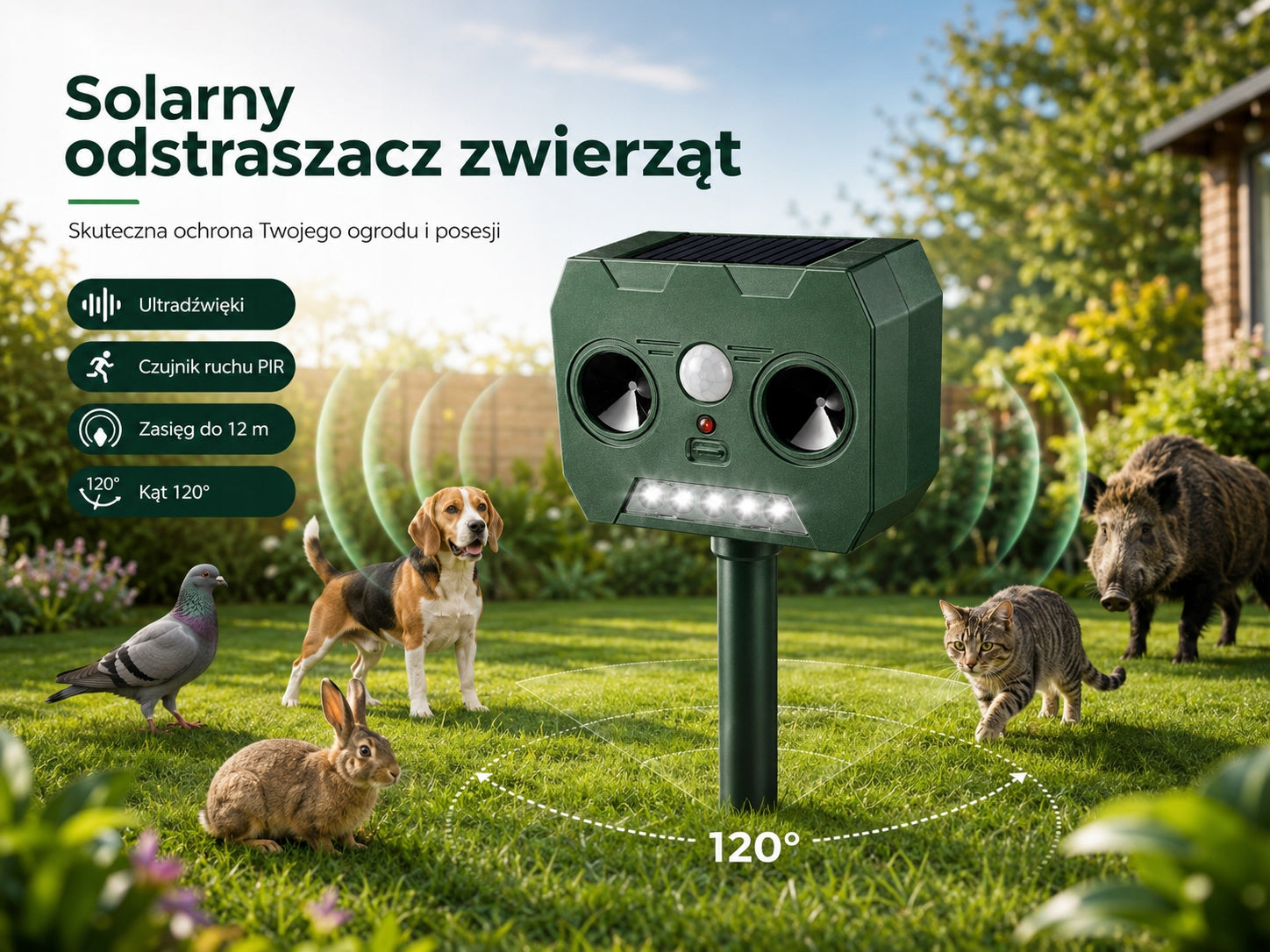 Solar Ultrasonic Animal Repellent for Wild, Martens and Rodents Brand no brand