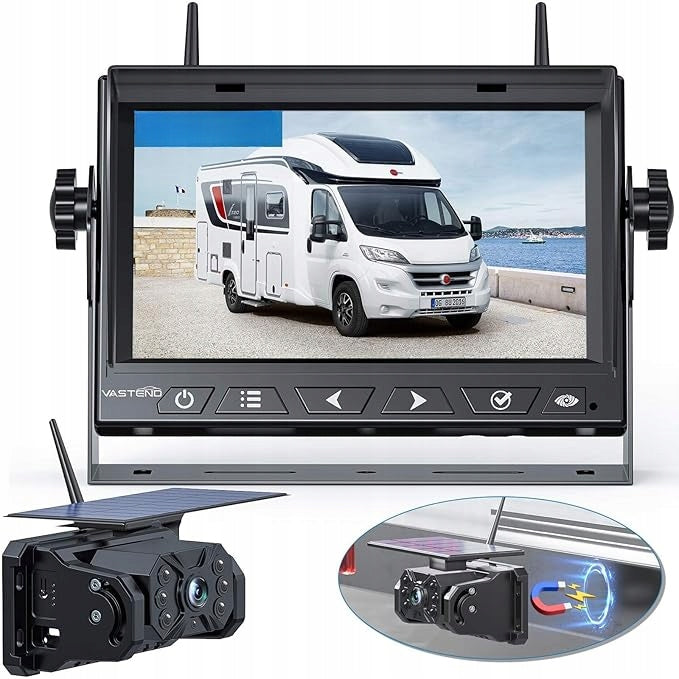 Solar Wireless Reversing Camera 1080P Monitor 7" Magnet 10000mAh