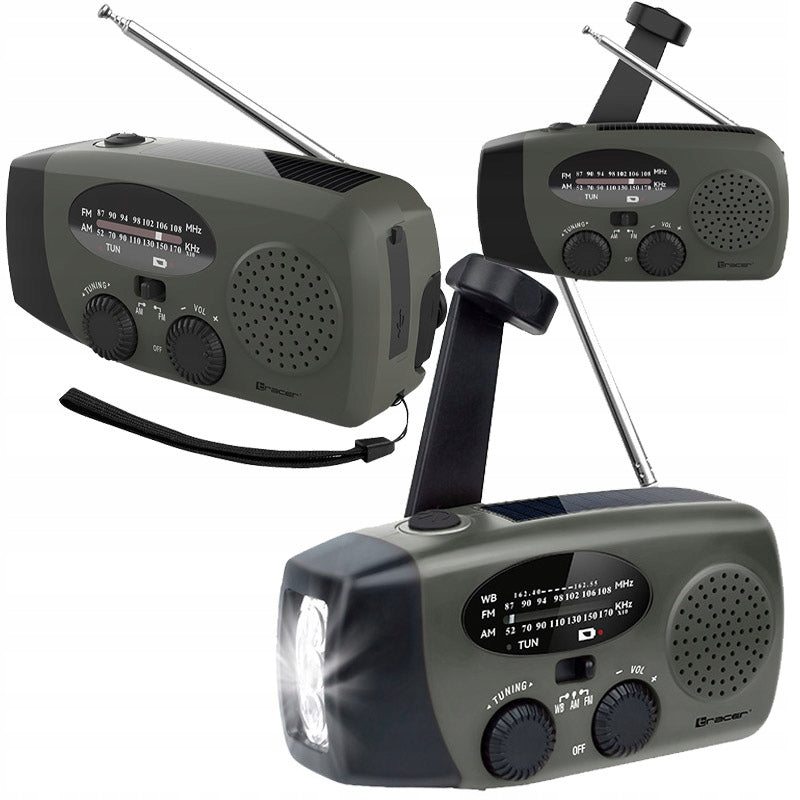 Solar crank radio portable with AM/FM POWERBANK 2000mAh flashlight with USB Packaging status original