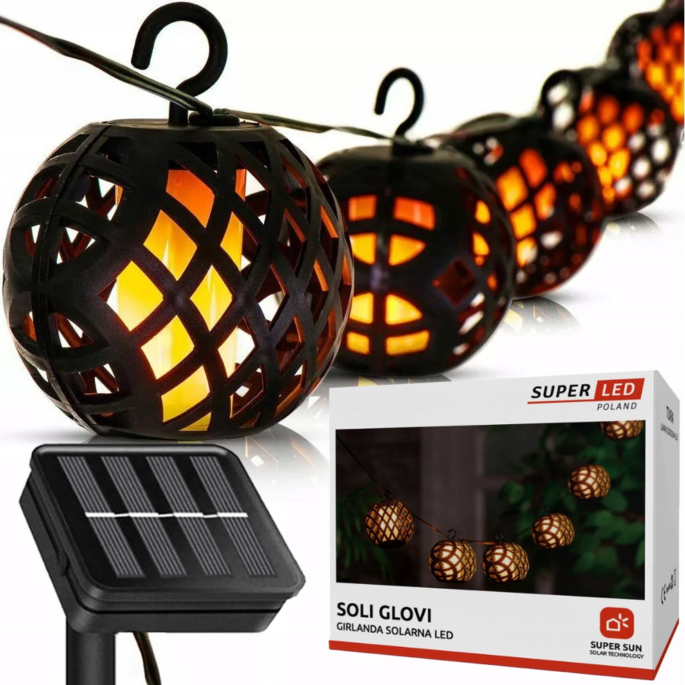 Solar garland LED garden light 20x LED lantern flame SuperLED