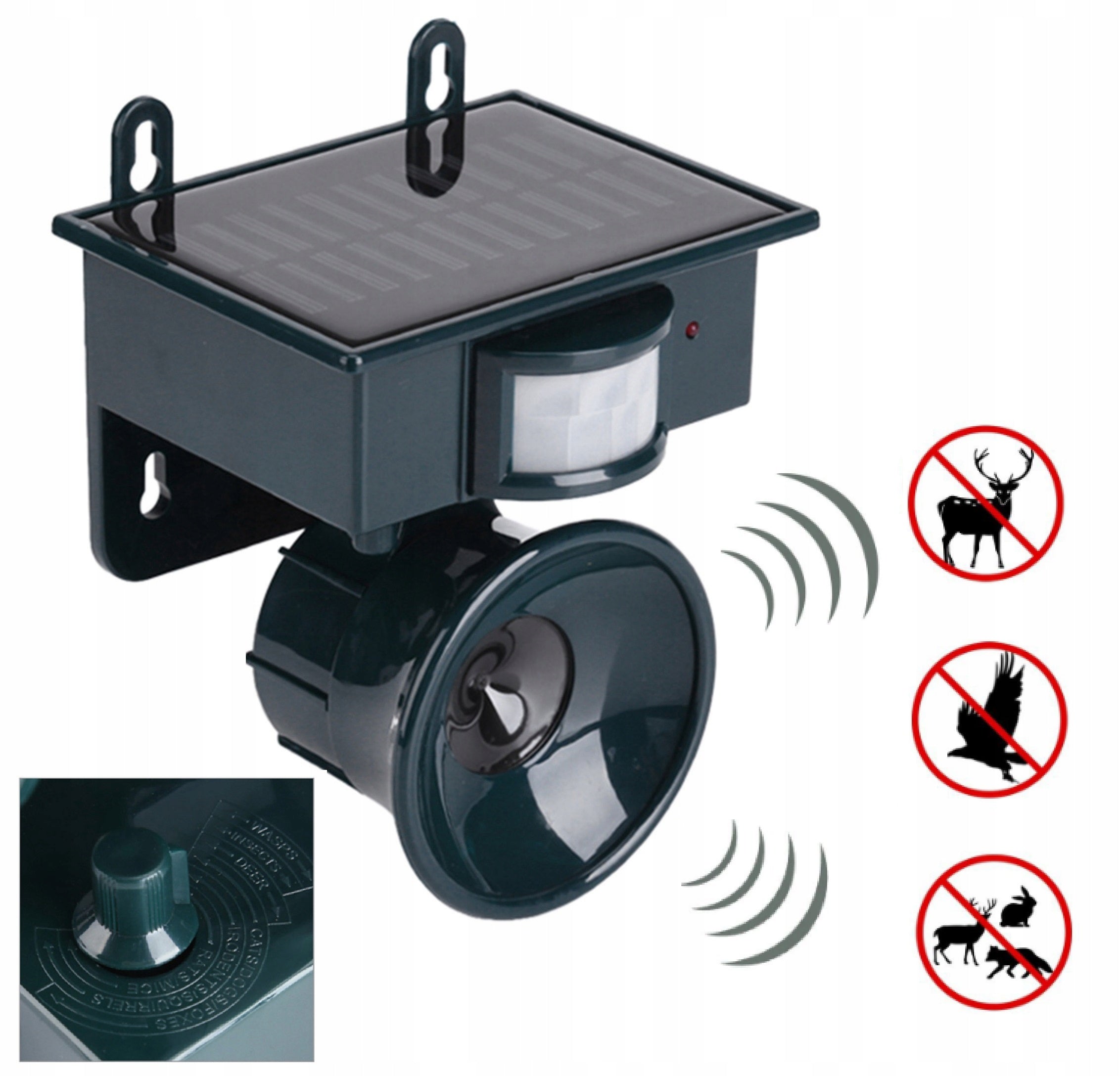 Solar powered ultrasonic repellent against dogs and