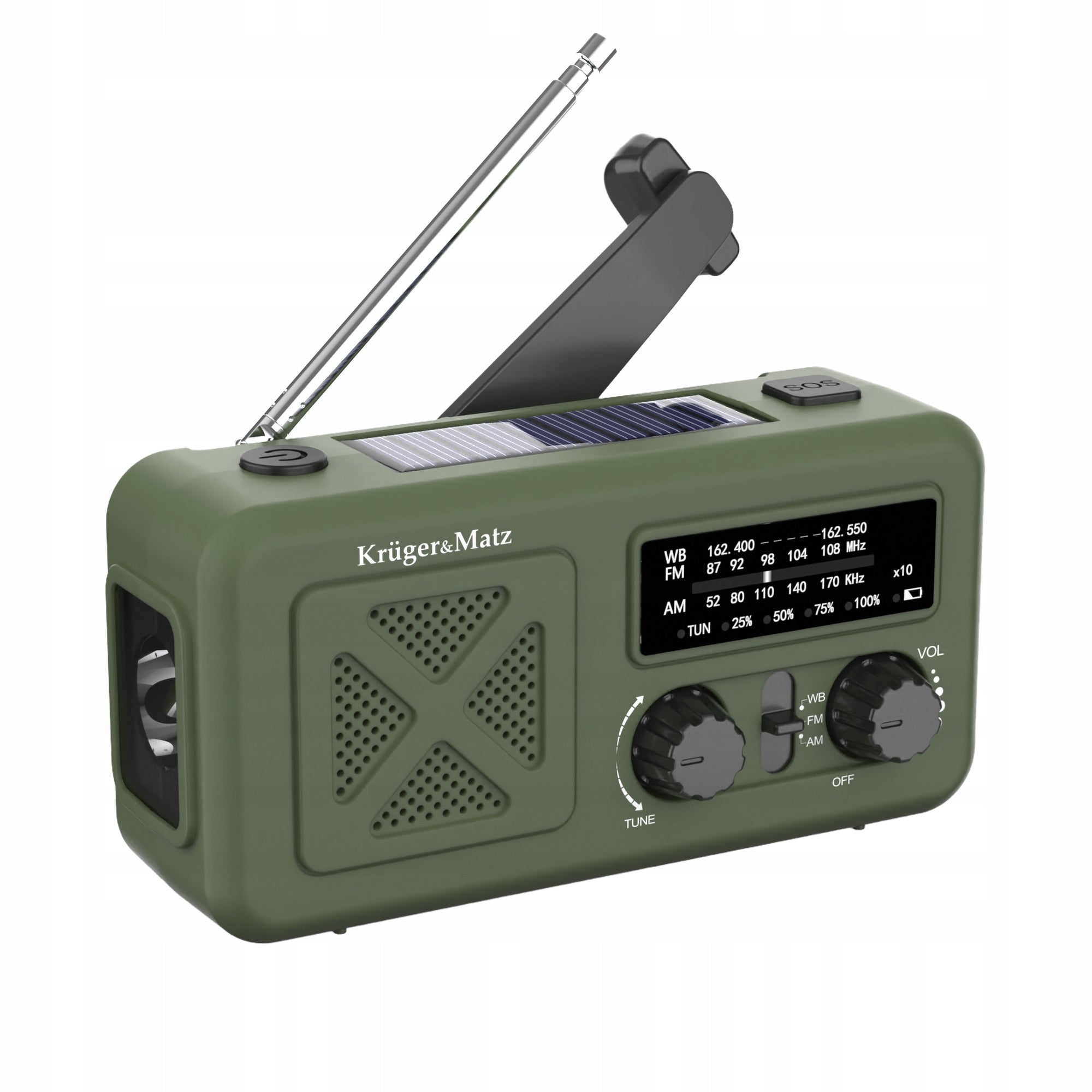 Solar radio portable SOS powerbank 2000mAh flashlight dynamo Kruger&Matz