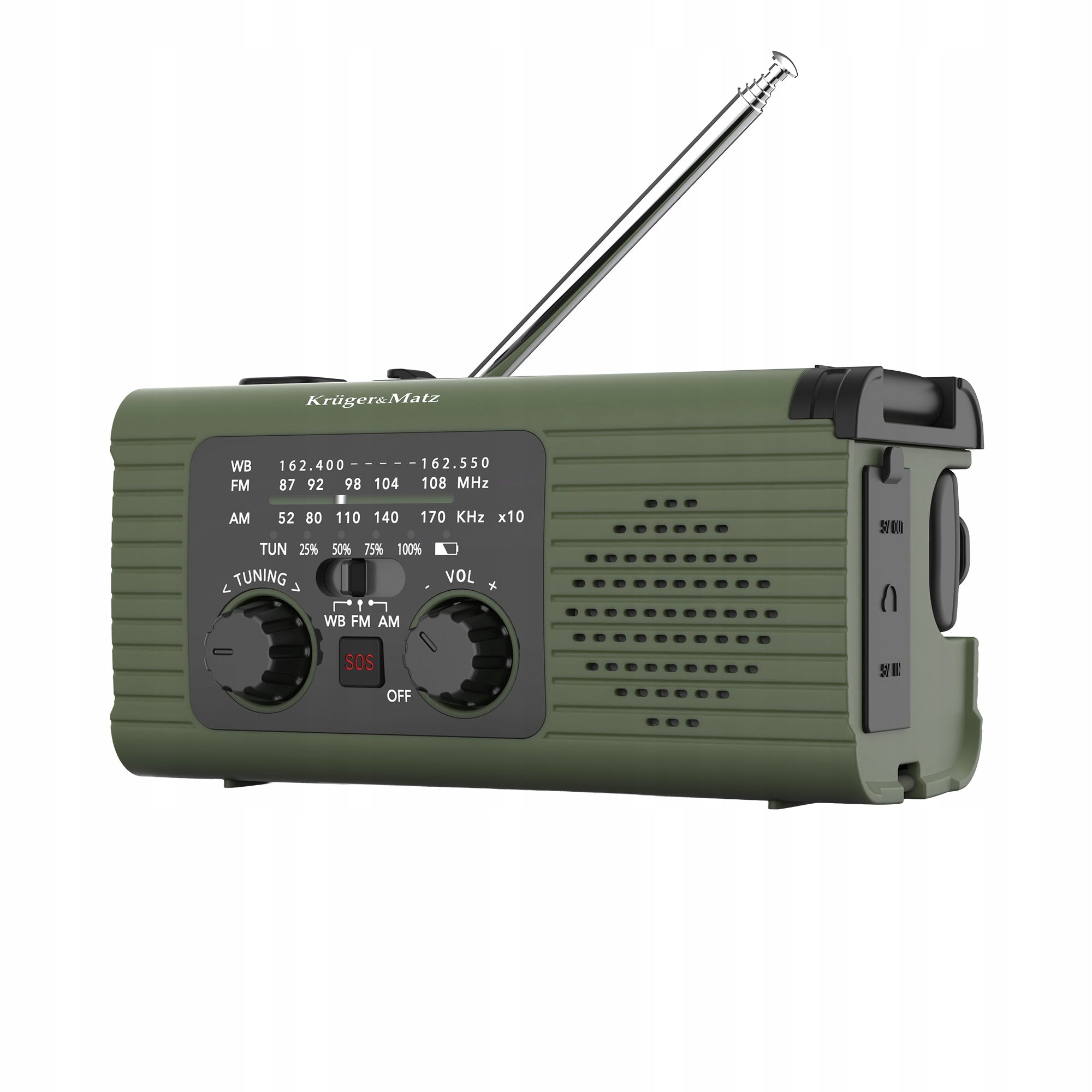 Solar radio portable SOS powerbank 5000mAh flashlight dynamo Kruger&Matz Brand Kruger&Matz