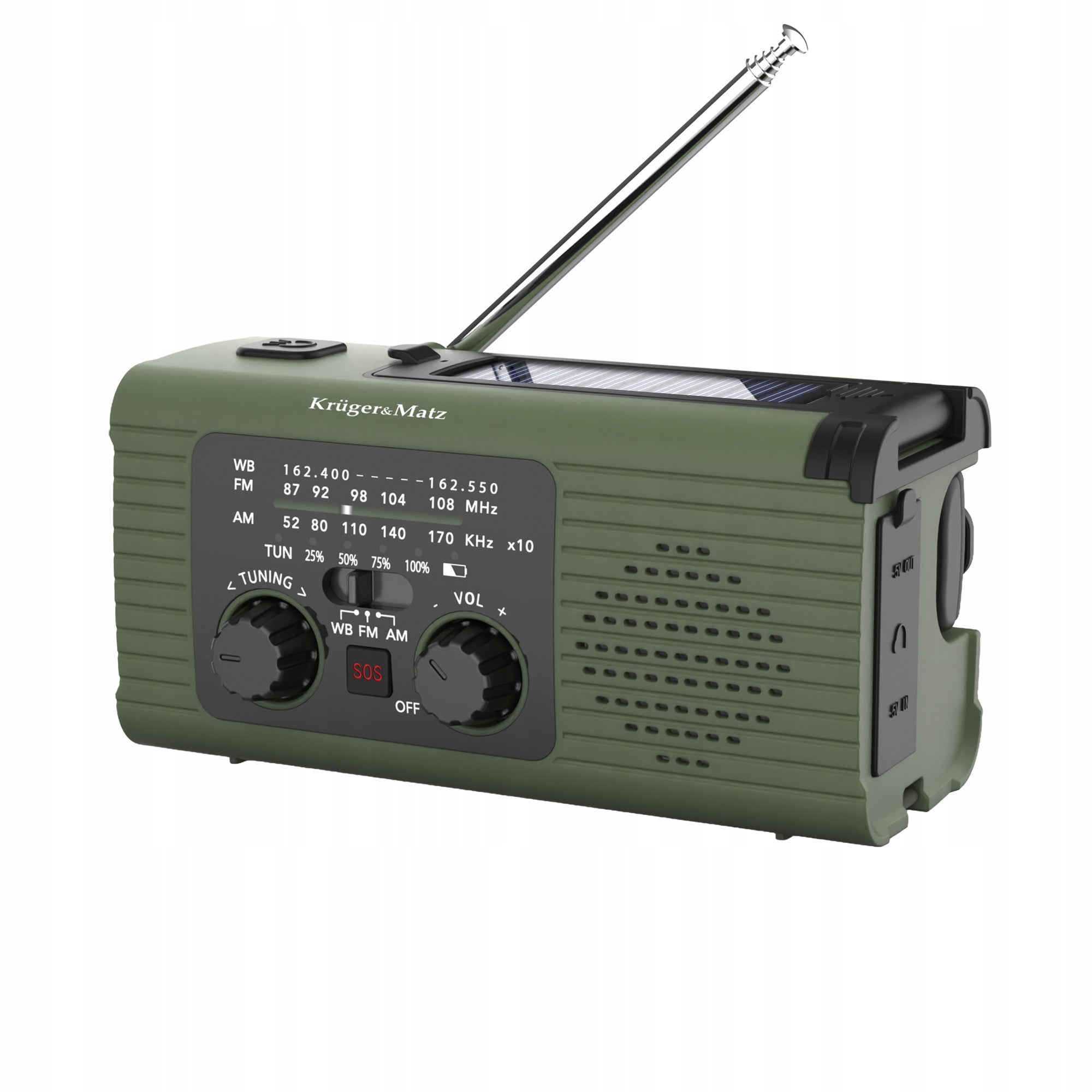 Solar radio portable SOS powerbank 5000mAh flashlight dynamo Kruger&Matz Packaging status original