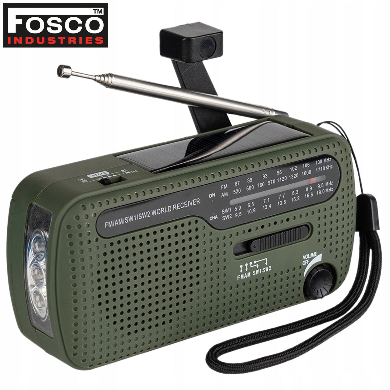 Solar tourist radio emergency crank powerbank Fosco SW1/SW2/FM/AM Manufacturer code 8719298281498