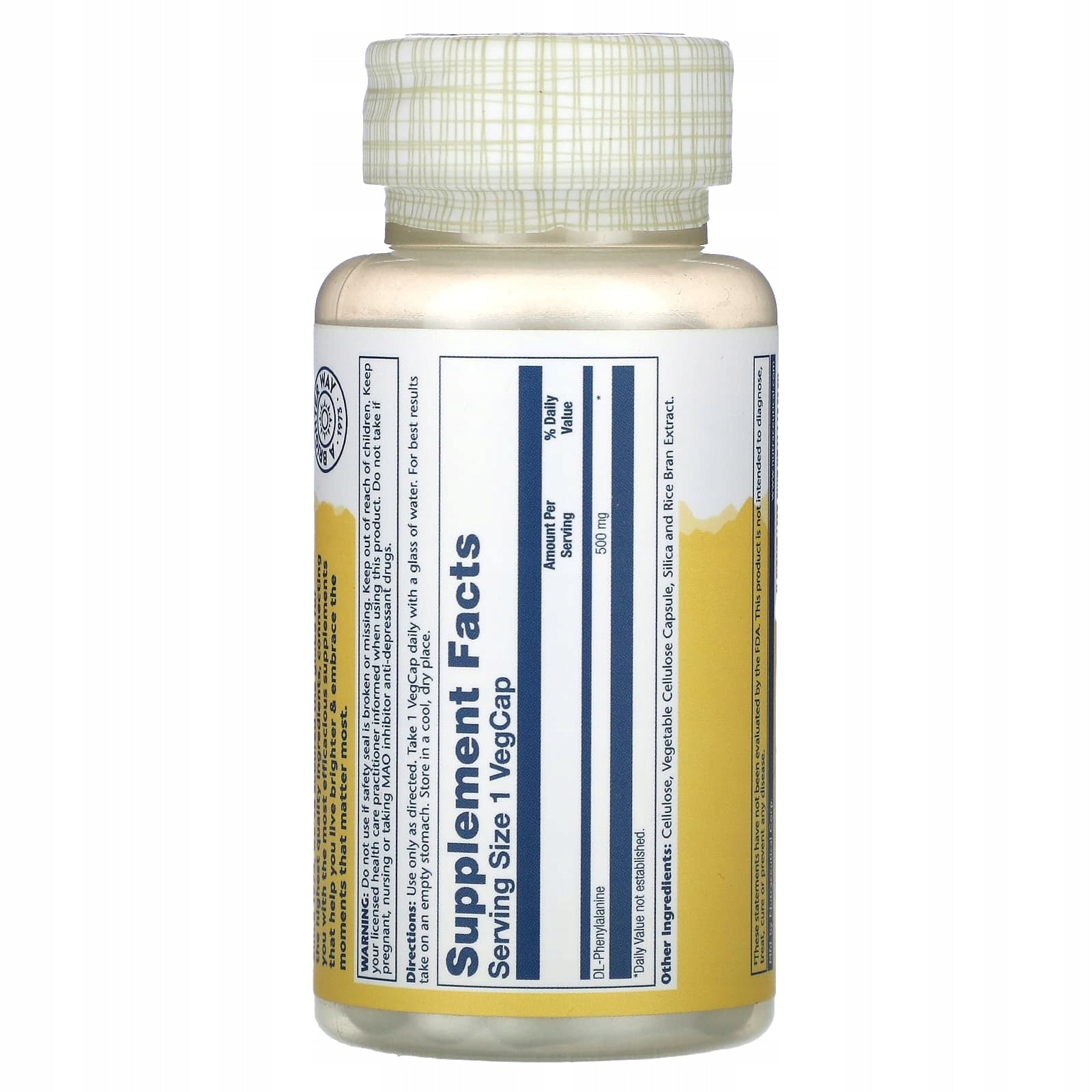 Solaray, DLPA, DL-phenylalanine, 500 mg, 60 vegetable capsules Expiration date at least 3 months from the date of purchase