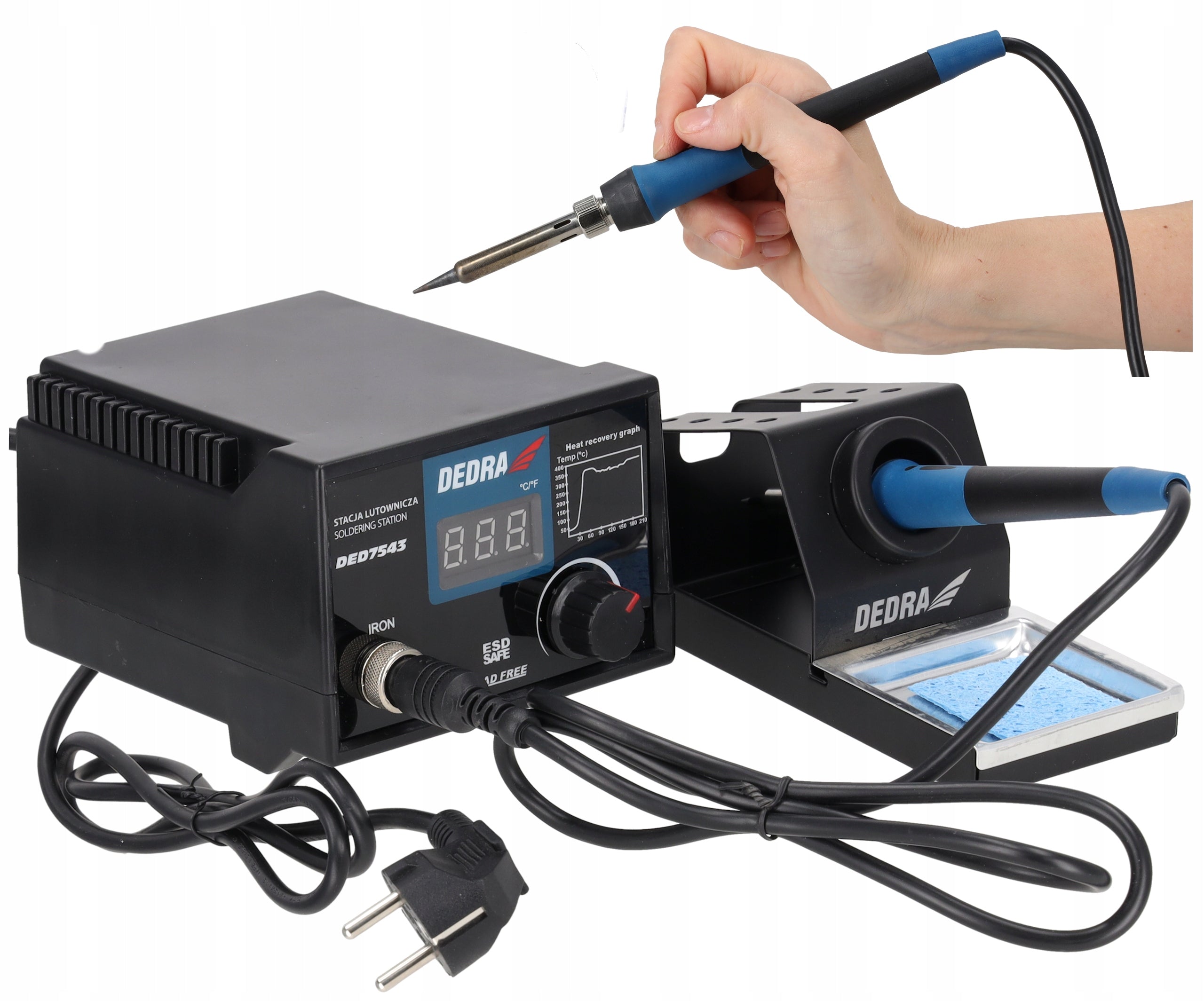 Soldering Station DEDRA flask 80W ESD 200-480°C LCD 900M for electronics