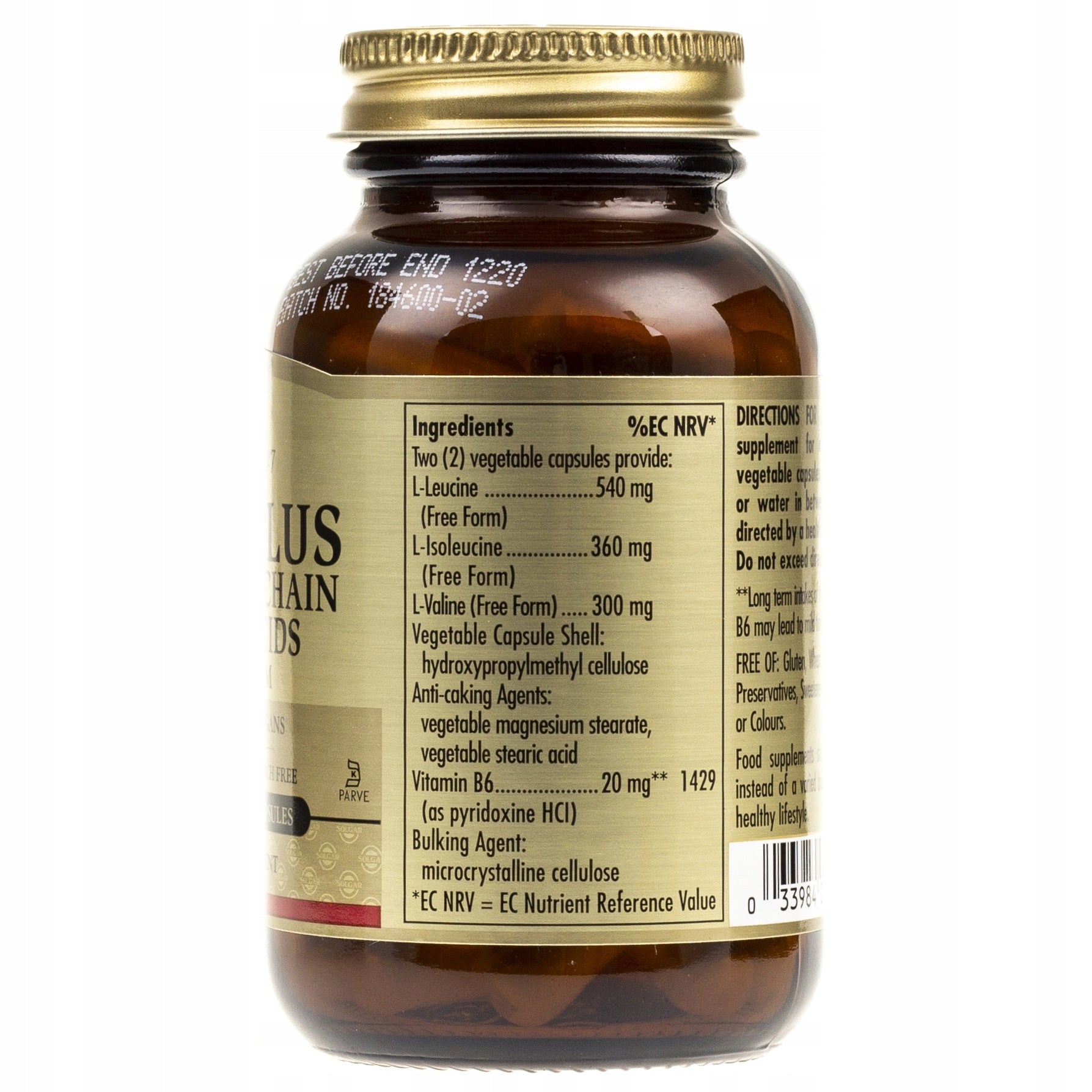 Solgar BCAA Plus – capsules – dietary supplement – 50 g – natural Expiration date at least 1 year from the date of purchase